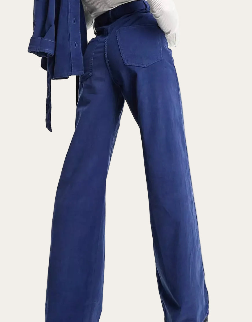Urban Cord™ | Wide-Leg Cordhose in Blau