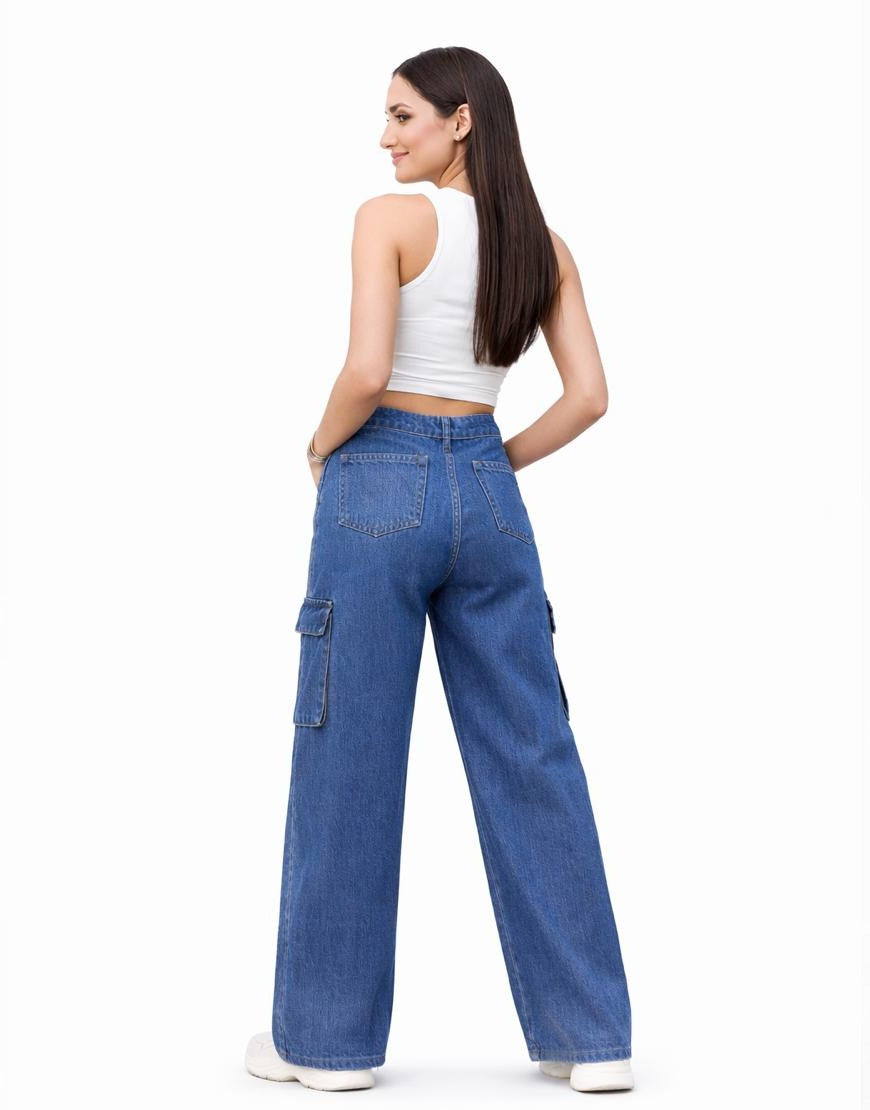 Urban Cargo™ | High-Waist Wide-Leg Cargo Jeans