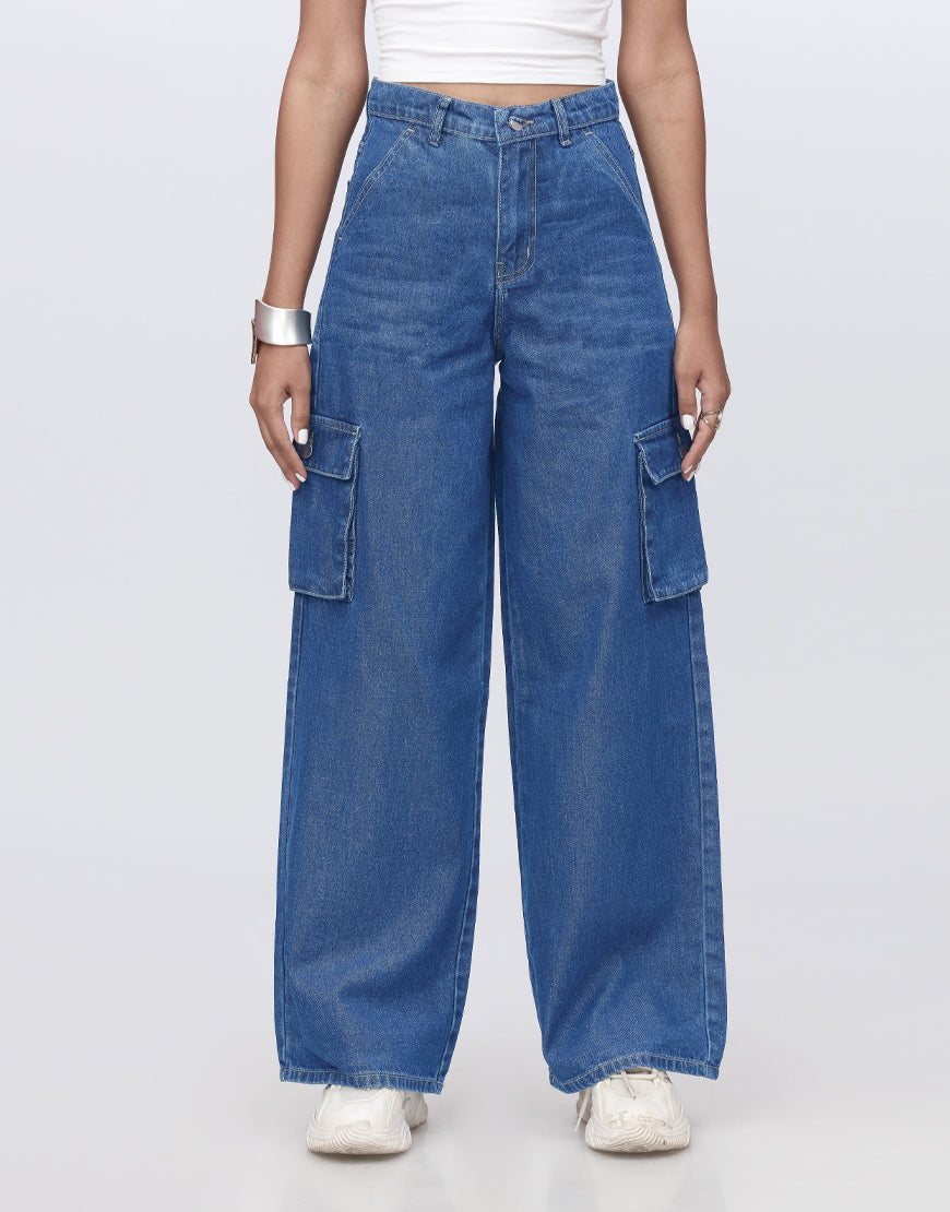 Urban Cargo™ | High-Waist Wide-Leg Cargo Jeans