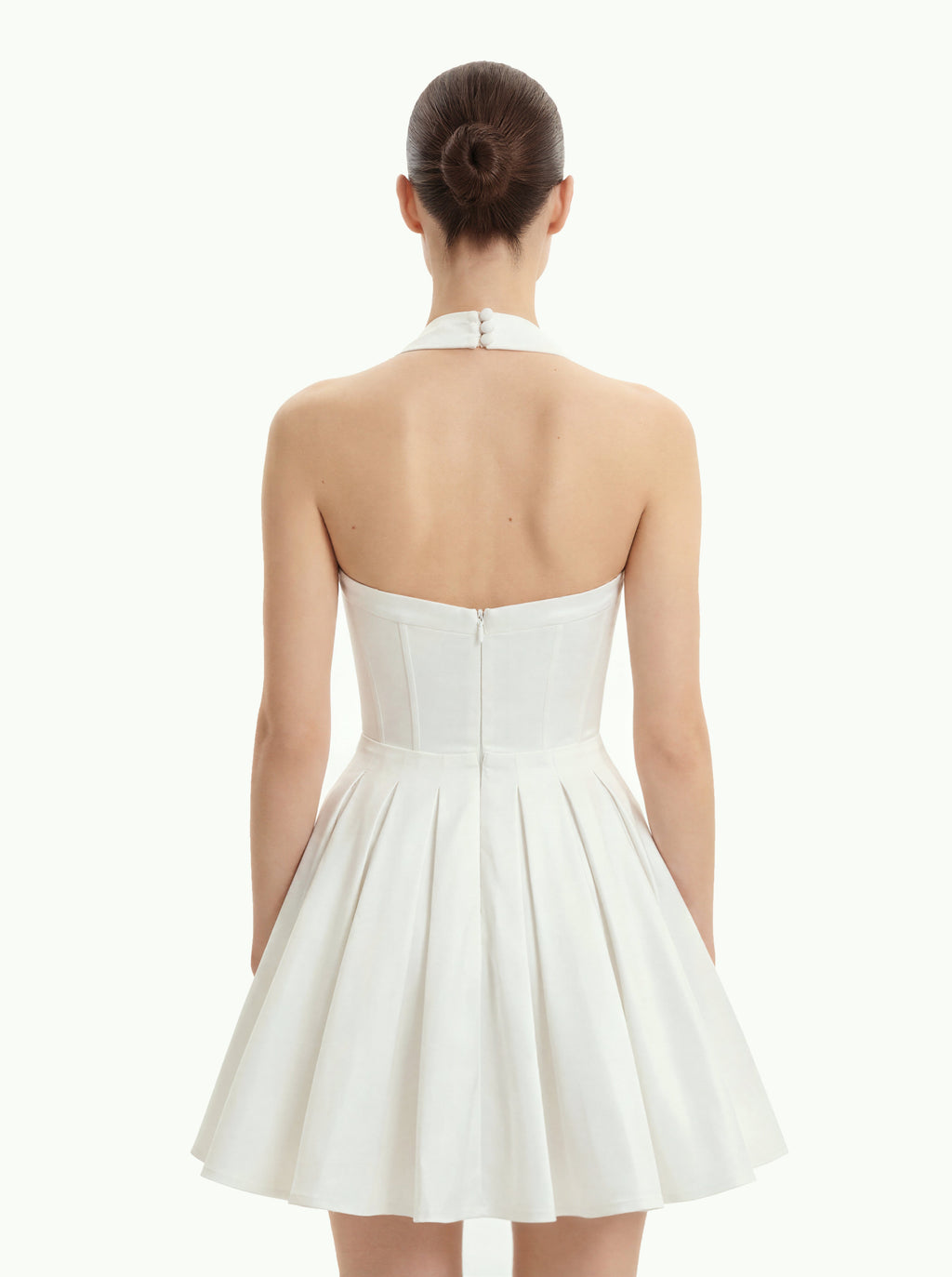 Luna™ | Bustier-Halterneck-Minikleid mit Plissee – Weiss