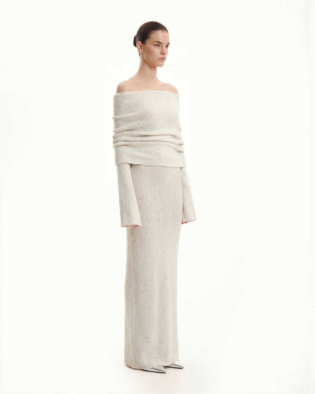 Elunara™ | Off-Shoulder Maxi-Kleid in Creme