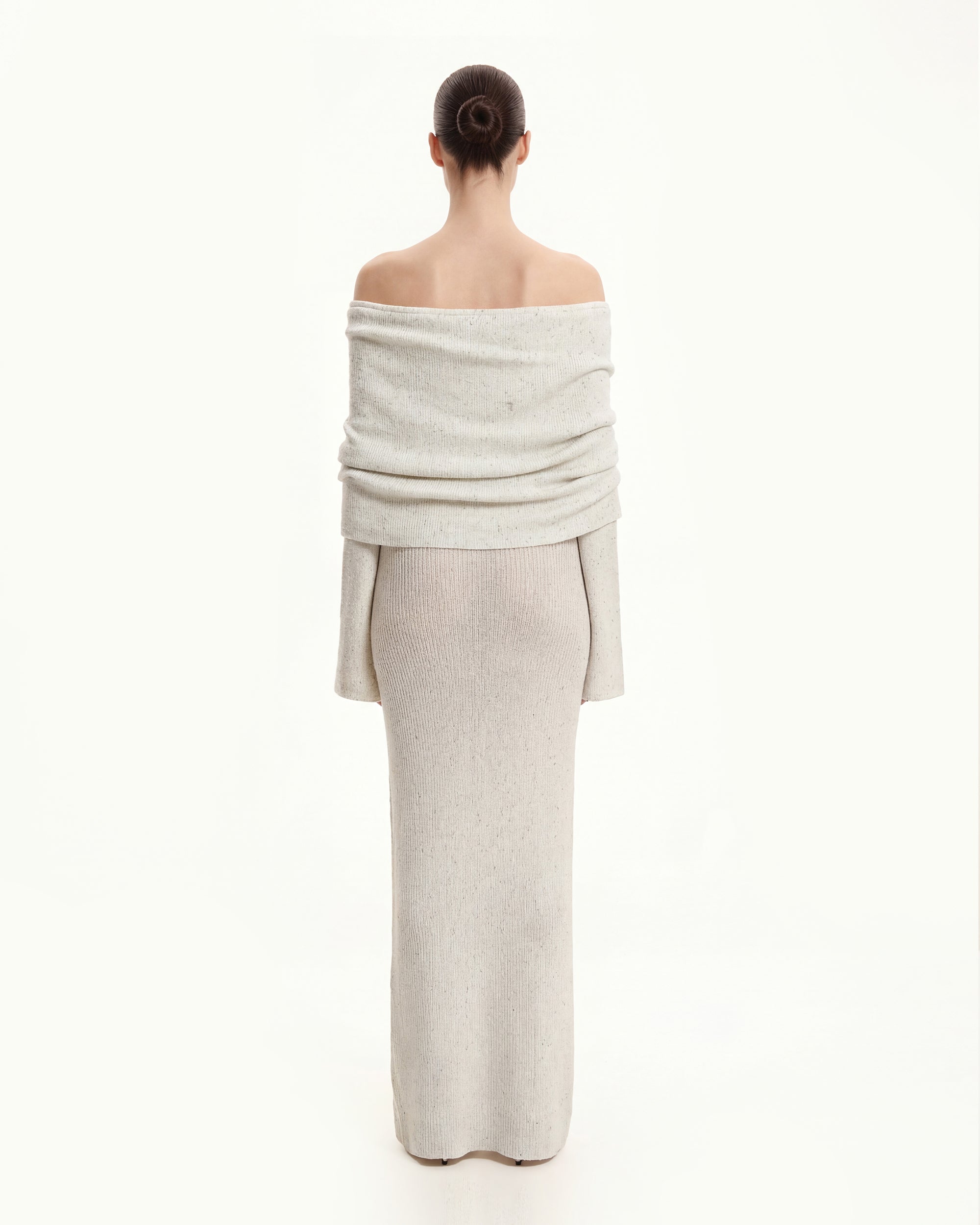 Elunara™ | Off-Shoulder Maxi-Kleid in Creme