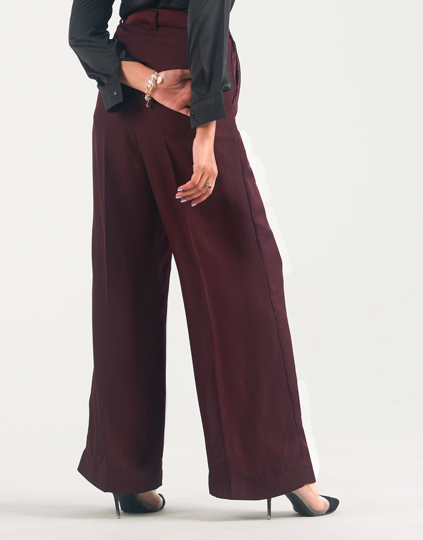 Soft Flow™ | Wide-Leg Georgette-Hose in Bordeaux