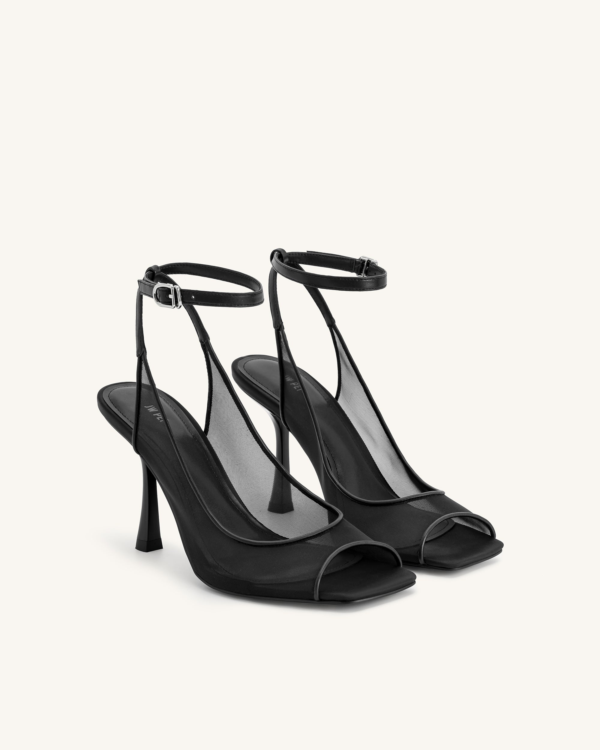 Serenity™ | Elegante Mesh-Slingback-Sandalen mit offener Spitze – Schwarz