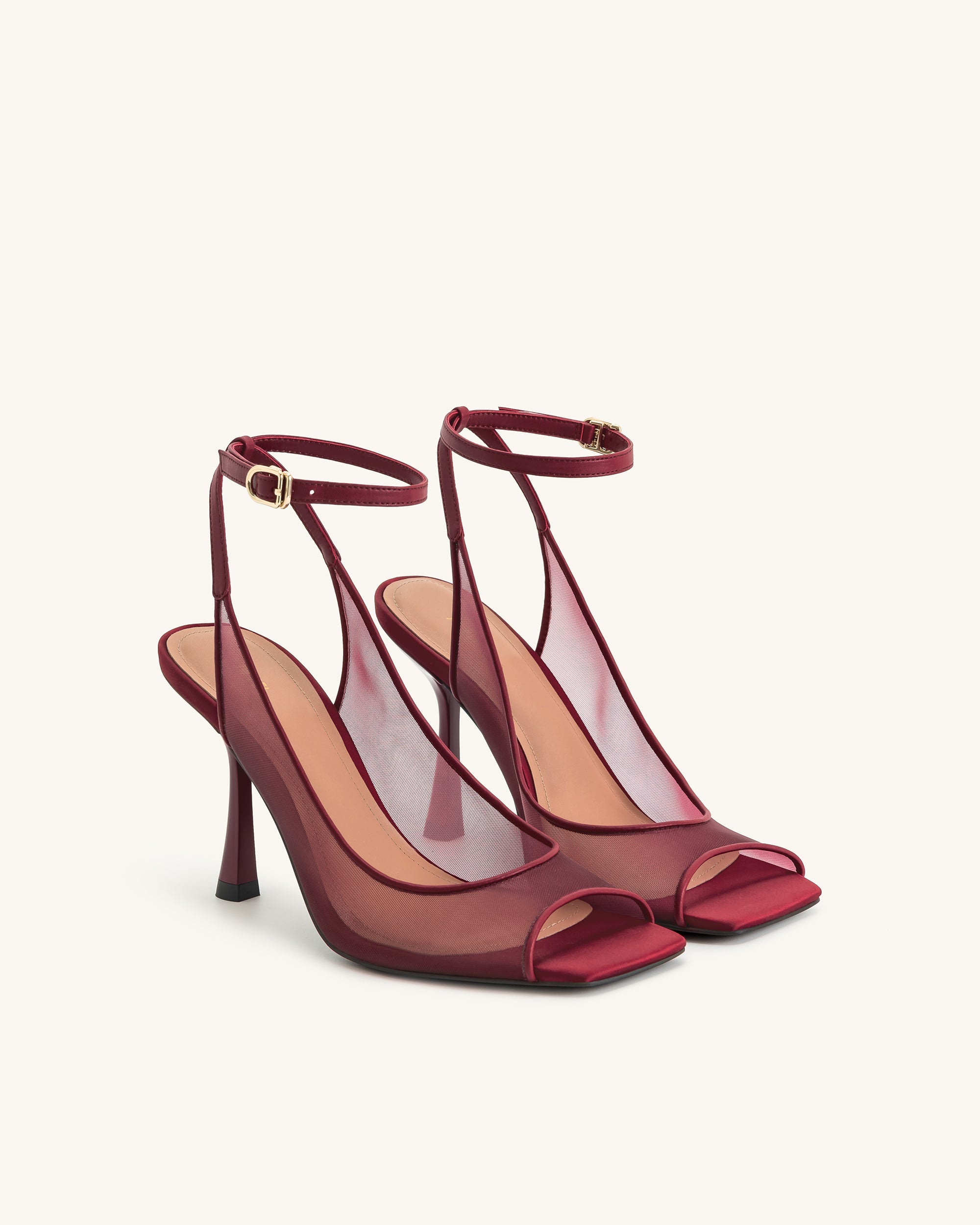 Serenity™ | Elegante Mesh-Slingback-Sandalen mit offener Spitze – Weinrot