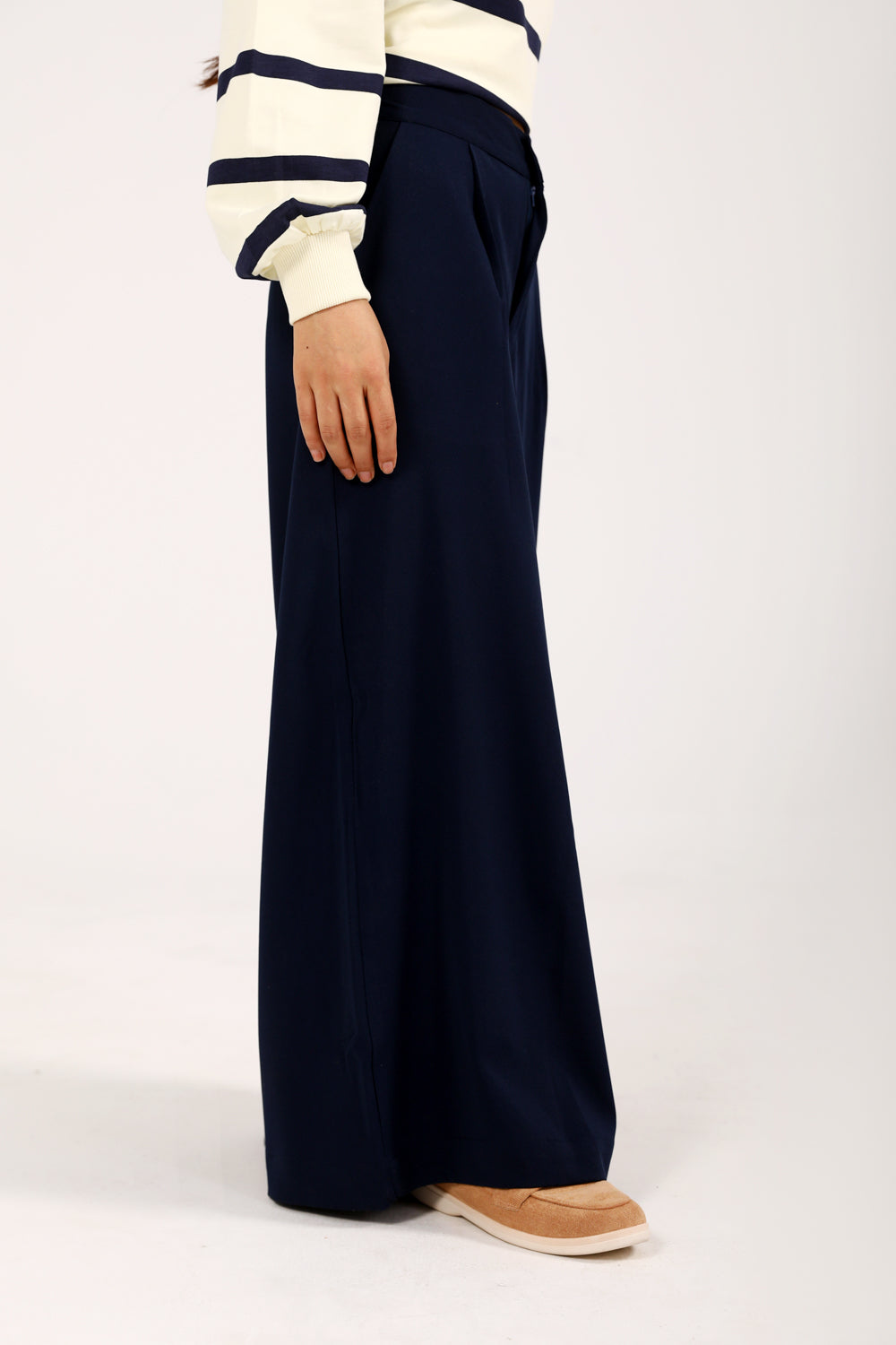 Midnight Flow™ | Elegante Wide-Leg Stoffhose in Marineblau