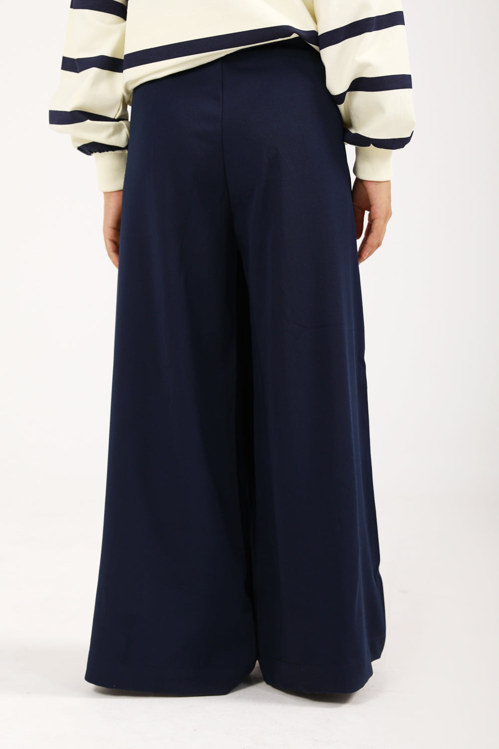 Midnight Flow™ | Elegante Wide-Leg Stoffhose in Marineblau