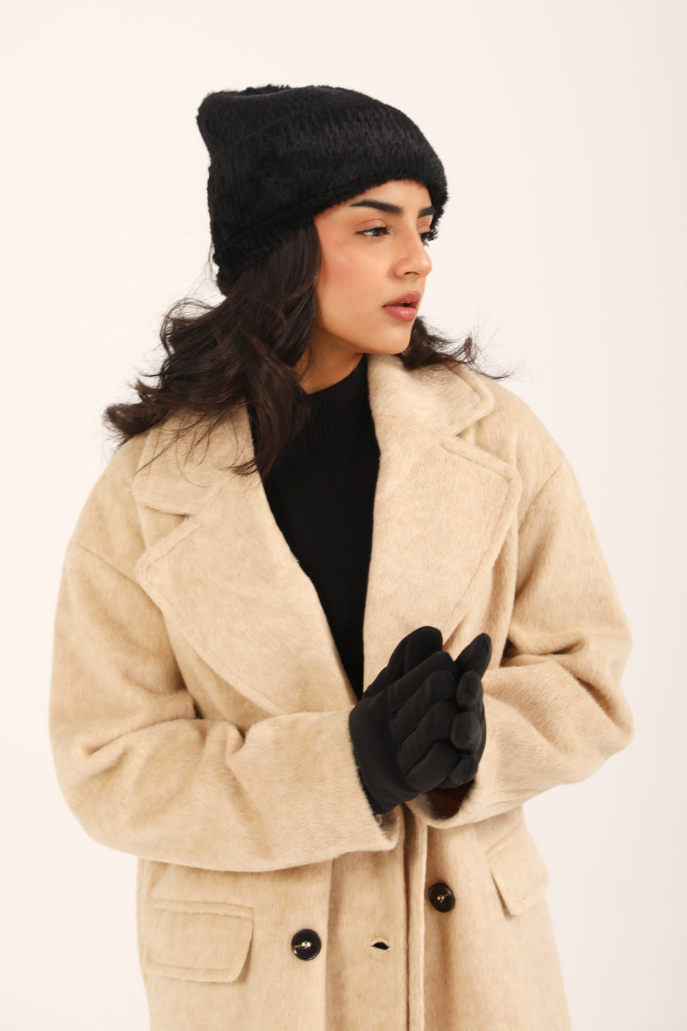 Sienna™ | Oversized Mantel in Beige mit Doppelreiher-Design