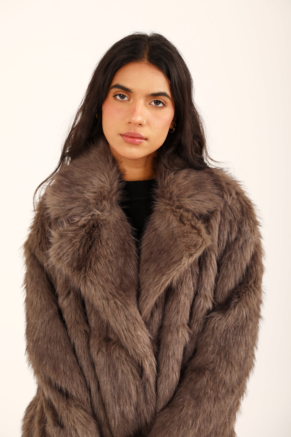 Velmira™ | Oversized Mantel in Grau mit grossen Revers