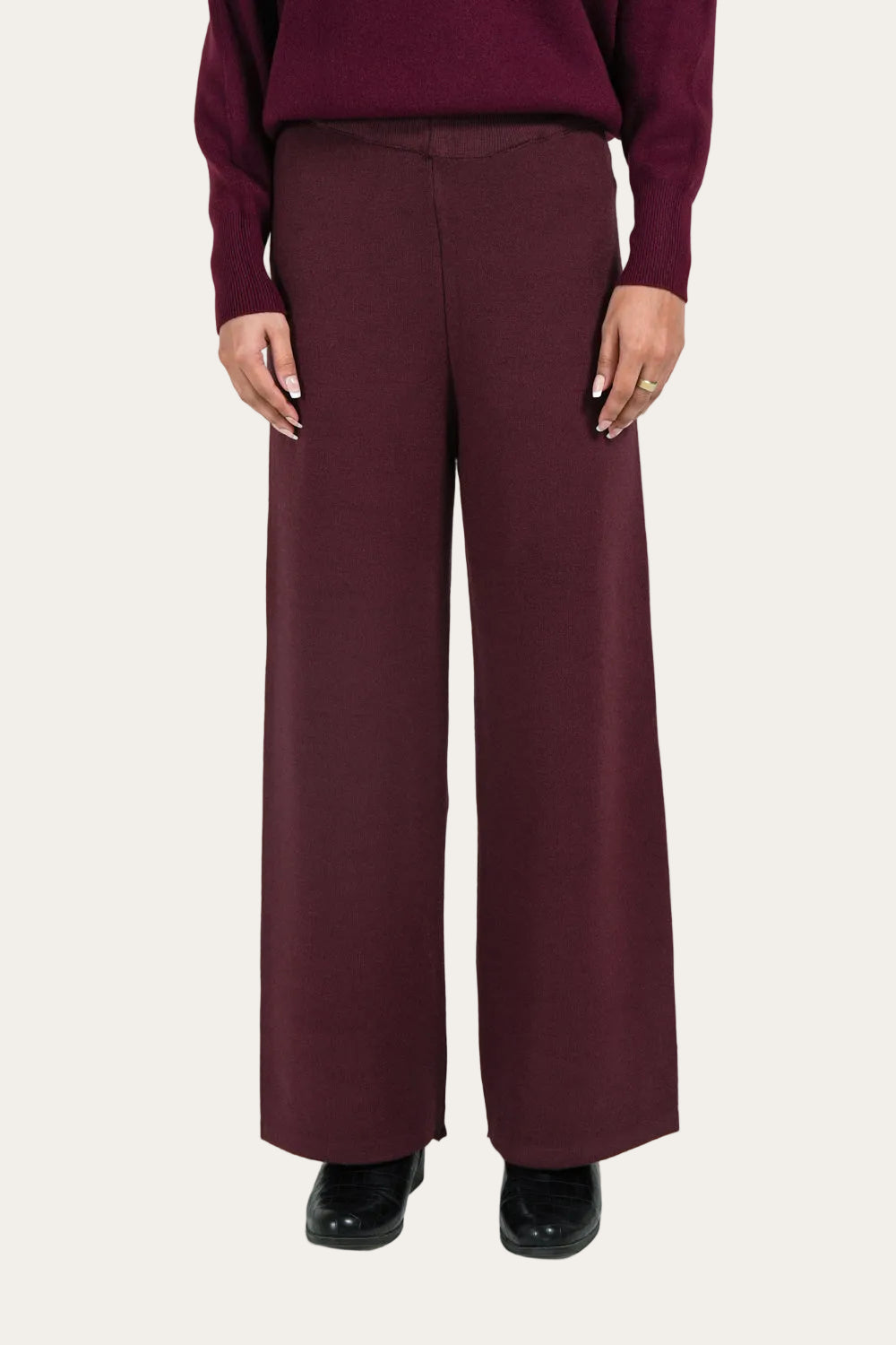 Soft Flow™ | Elegante Wide-Leg Stoffhose in Bordeaux