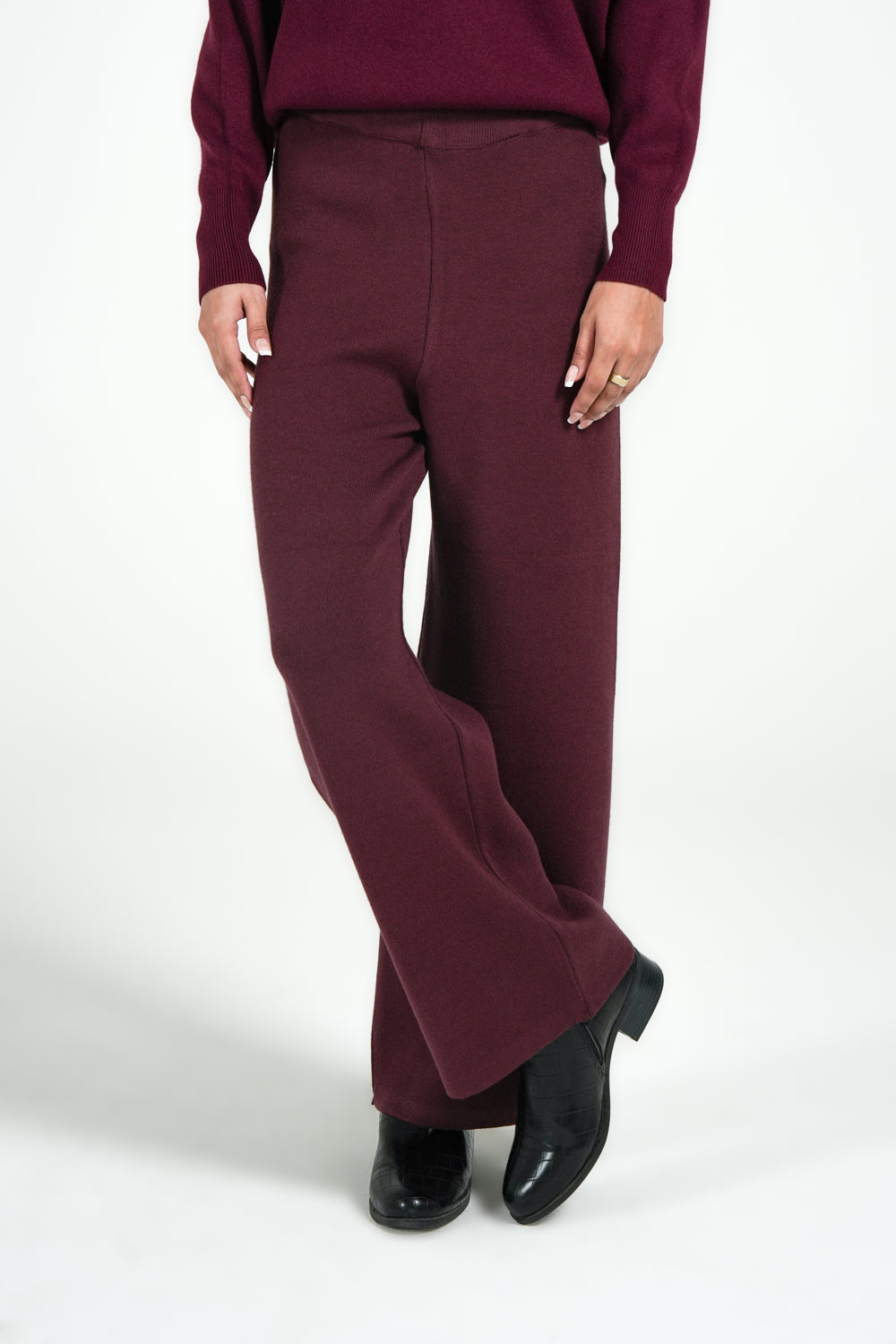 Soft Flow™ | Elegante Wide-Leg Stoffhose in Bordeaux