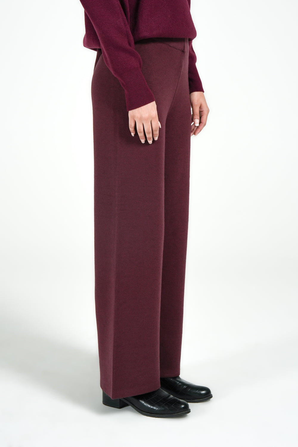 Soft Flow™ | Elegante Wide-Leg Stoffhose in Bordeaux