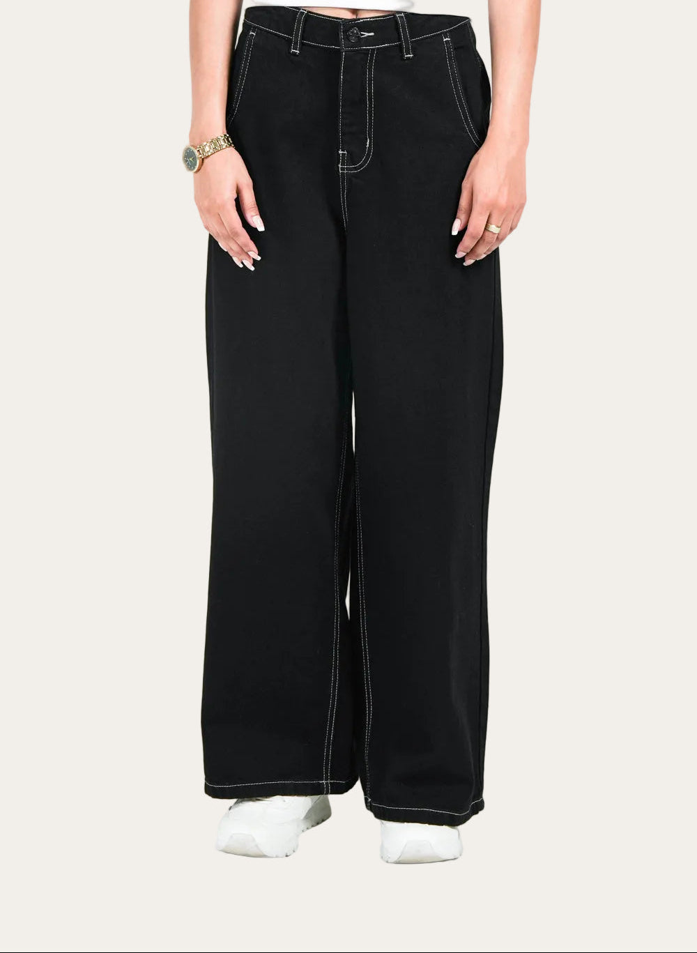 Urban Line™ | High-Waist Wide-Leg Jeans in Schwarz