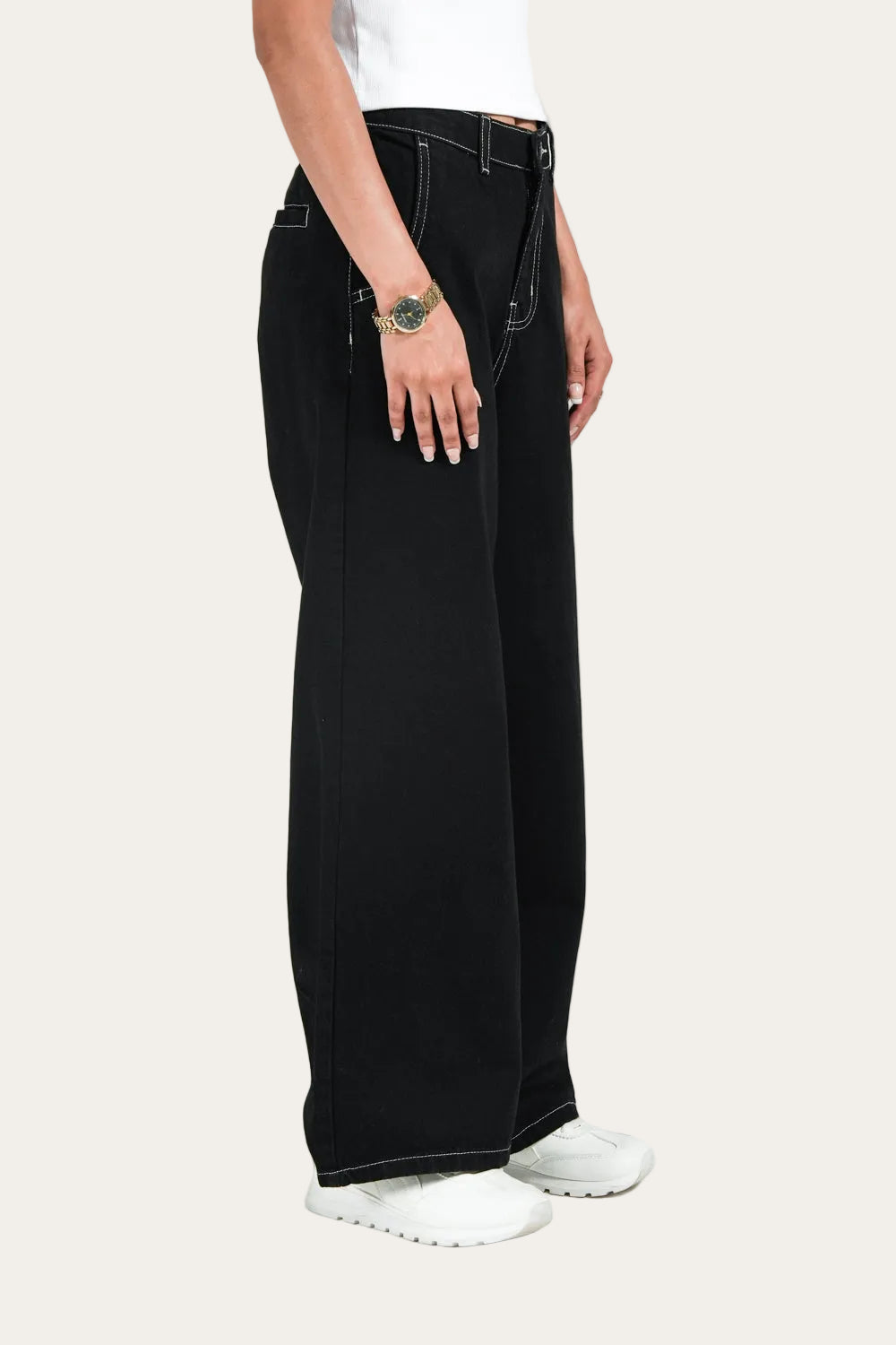 Urban Line™ | High-Waist Wide-Leg Jeans in Schwarz