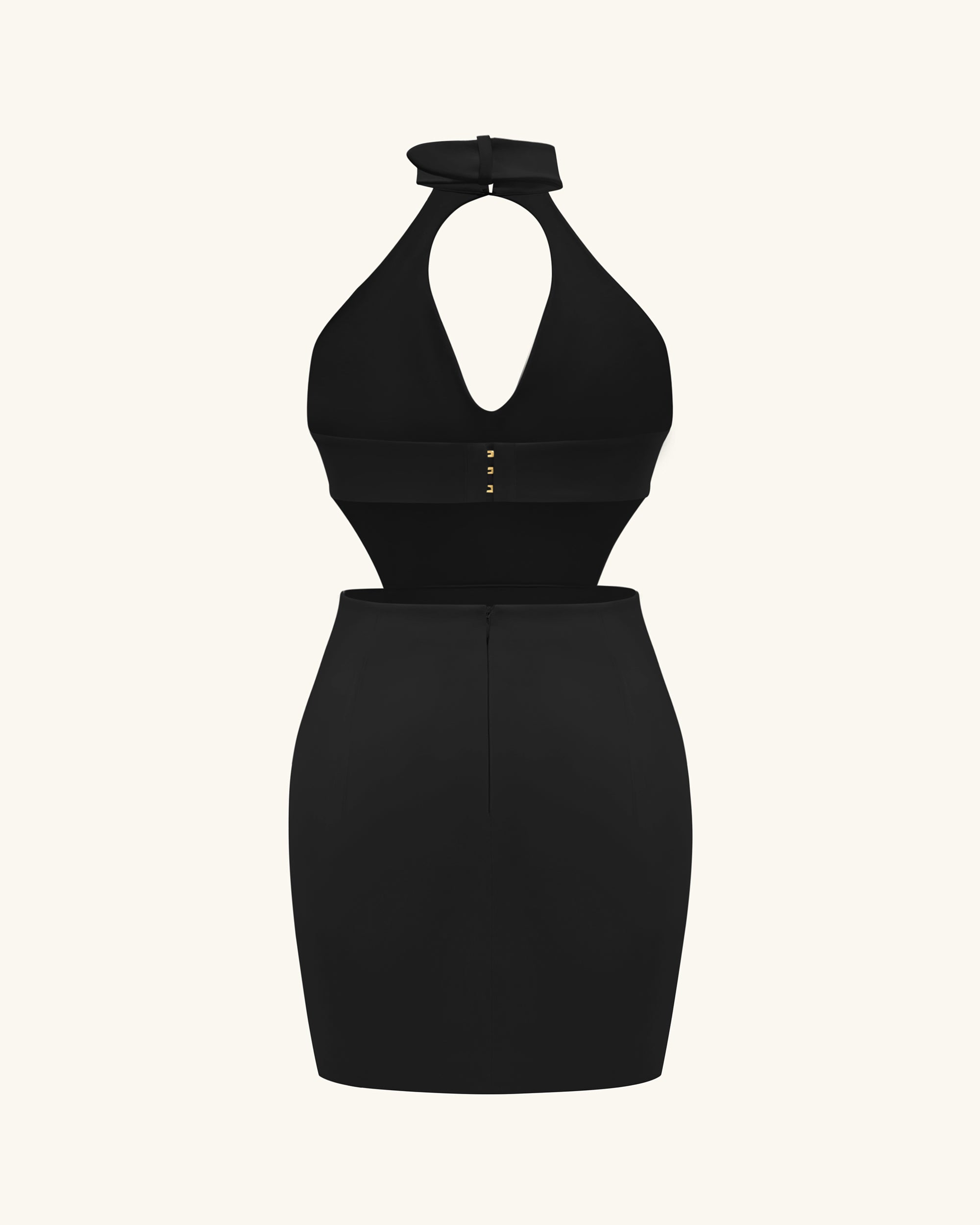 Gabriella™ | Halterneck-Minikleid mit Cut-outs & Gürtel – Schwarz