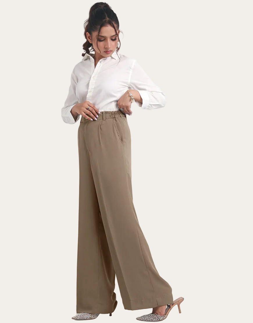 Soft Flow™ | Wide-Leg Georgette-Hose in Braun
