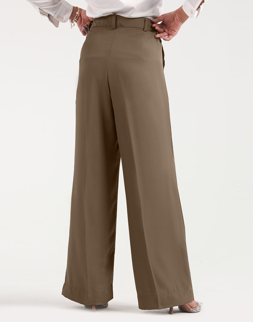 Soft Flow™ | Wide-Leg Georgette-Hose in Braun