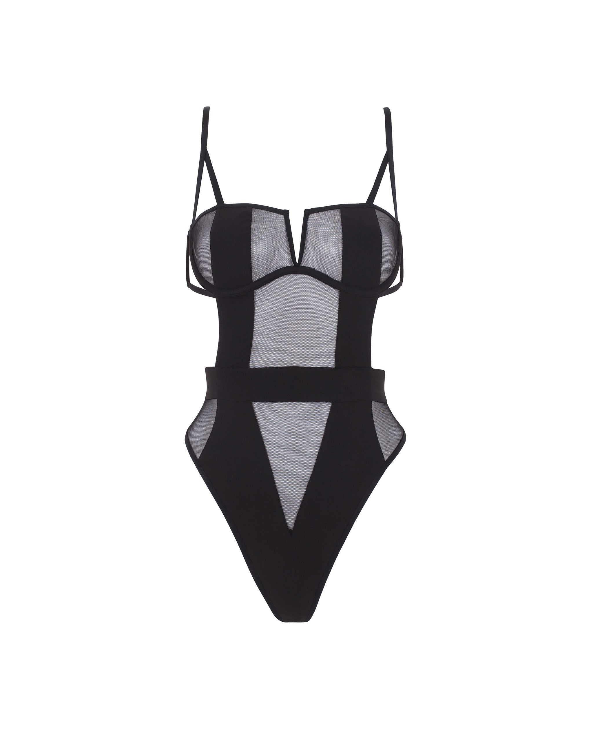 Orla™ | Transparenter Mesh-Body – Schwarz