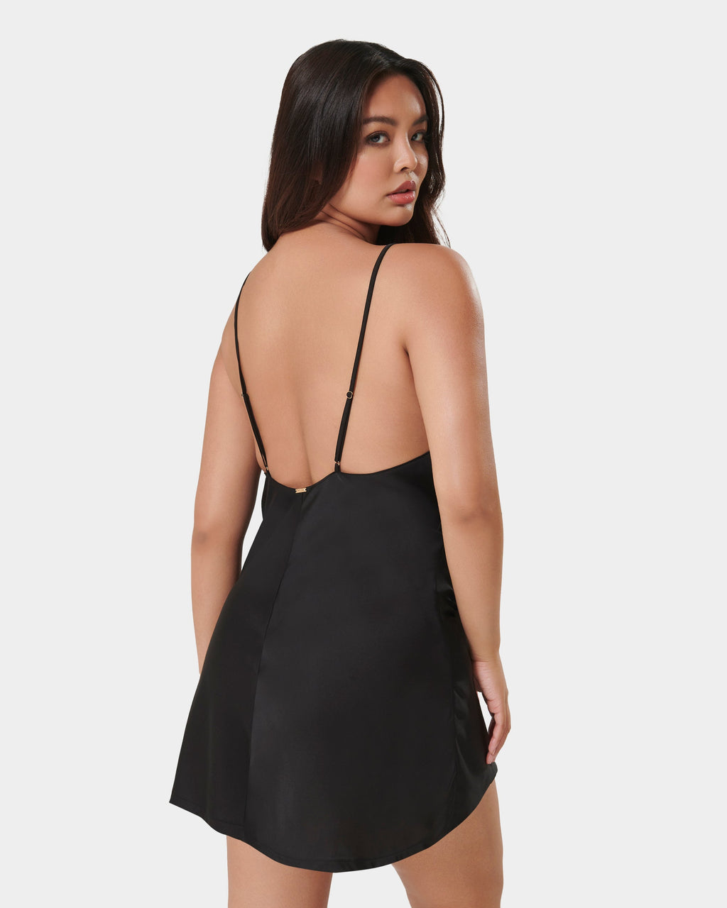 Clea™ | Satin-Chemise in Schwarz