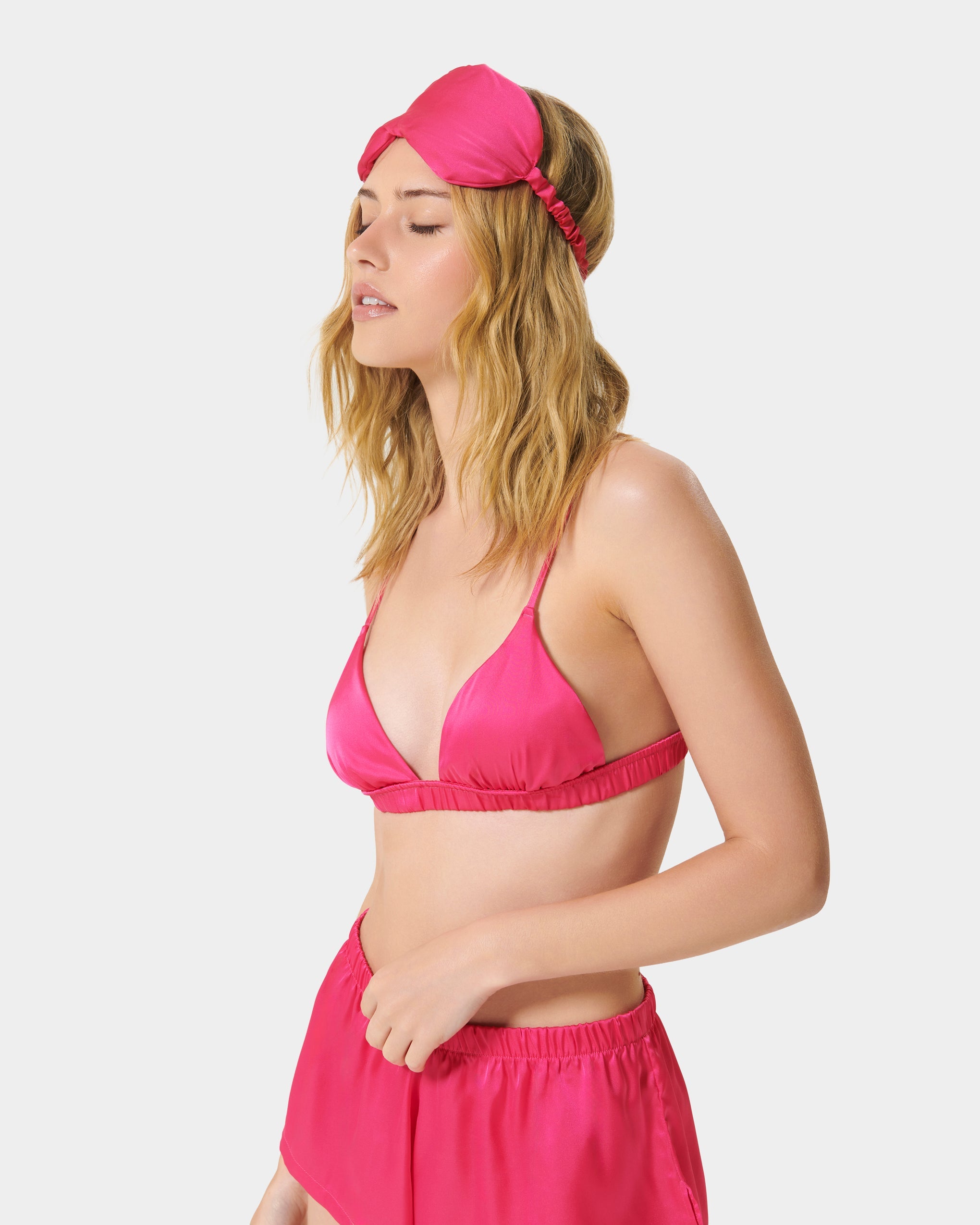Saskia™ | Edle Satin-Schlafmaske in Fuchsia-Pink