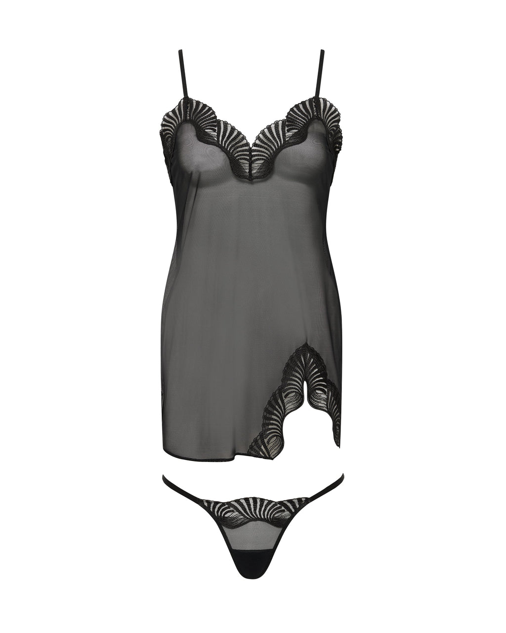 Trista™ | Chemise- & String-Set in Schwarz