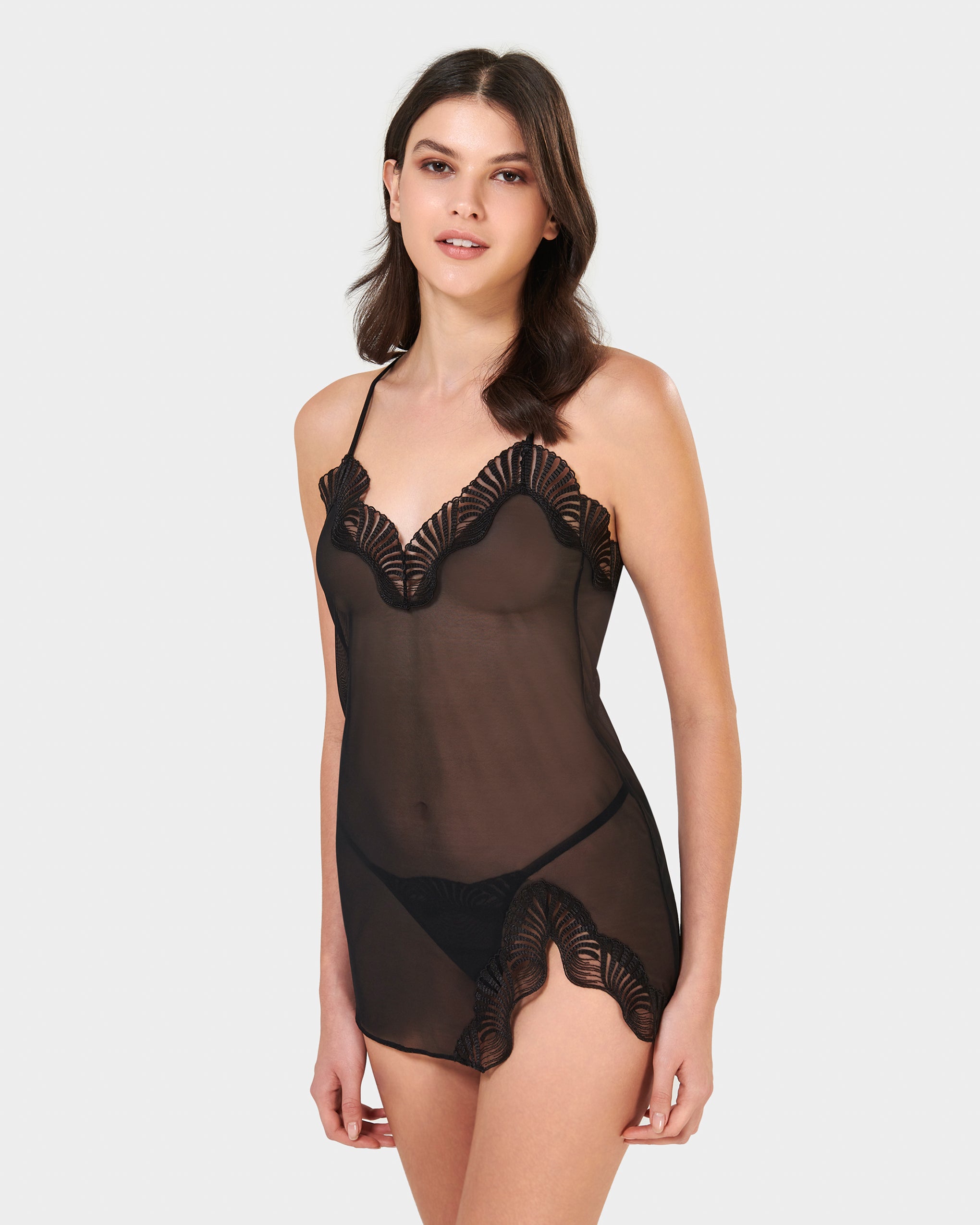 Trista™ | Chemise- & String-Set in Schwarz