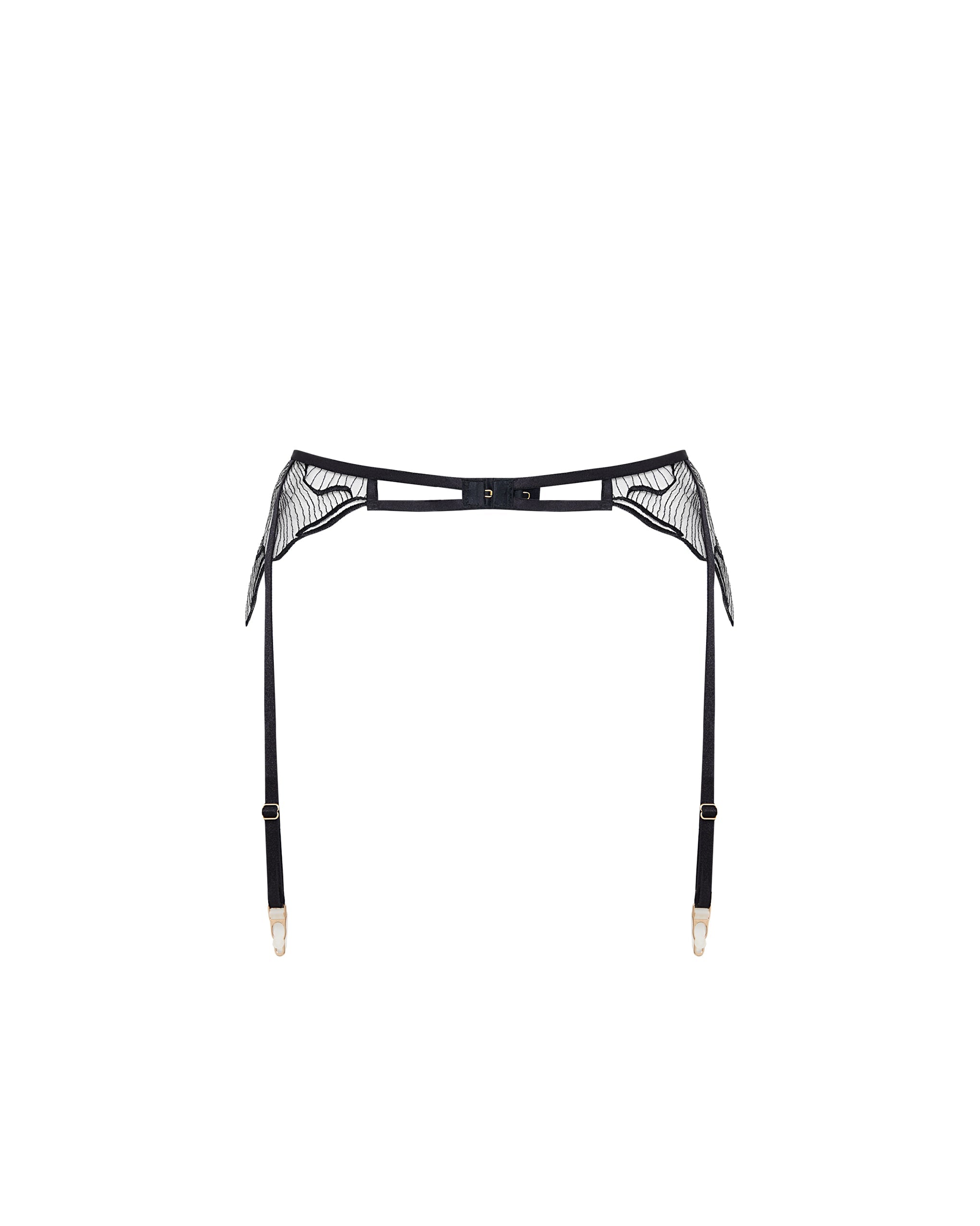 Marabel™ | Strapsgürtel mit Stickerei – Schwarz/Transparent