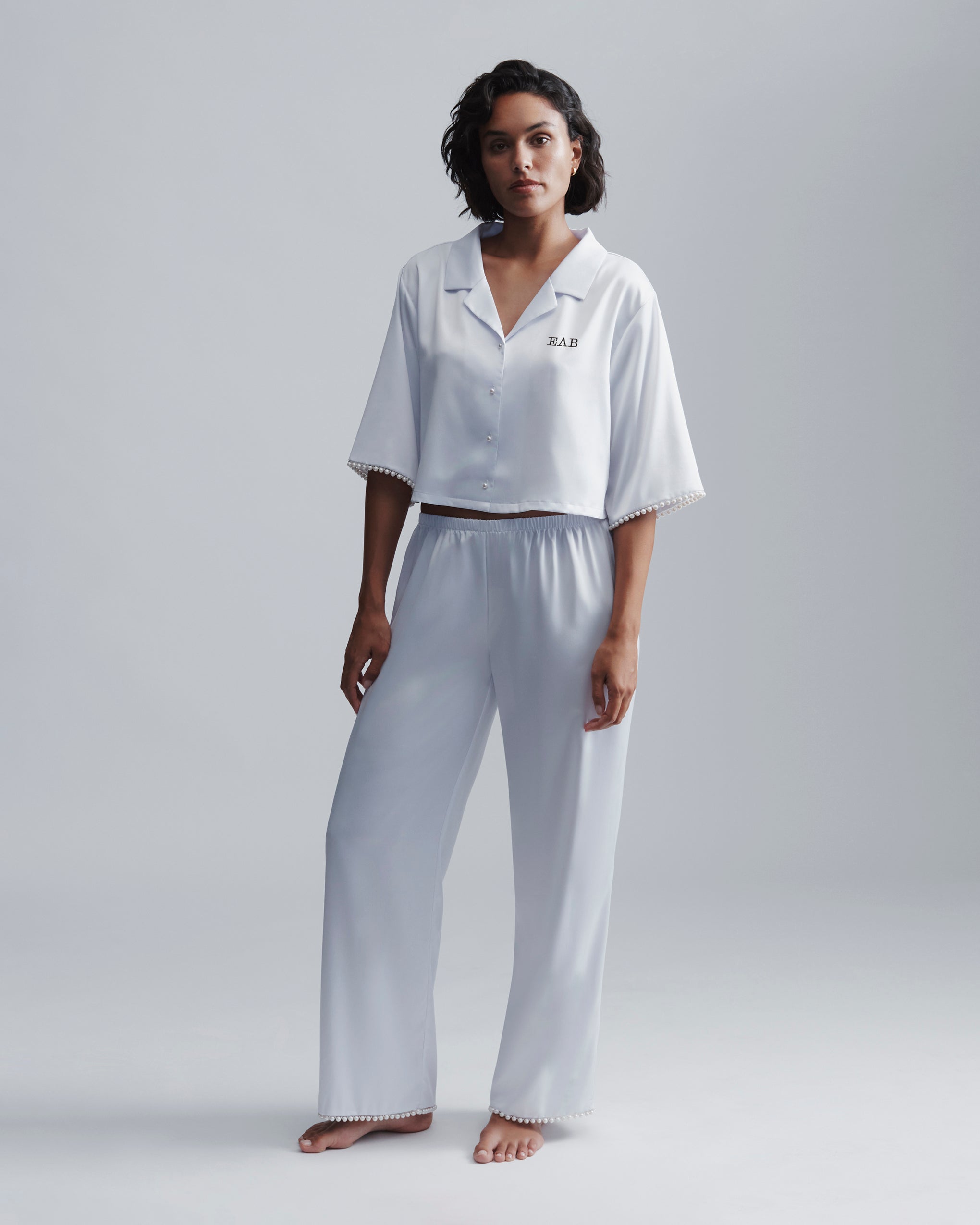 Pearl Satin™ | Luxus-Satinhose mit Perlenbesatz