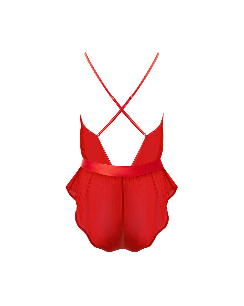 Marian™ | Chiffon-Teddy mit Lippenstickerei in Rot