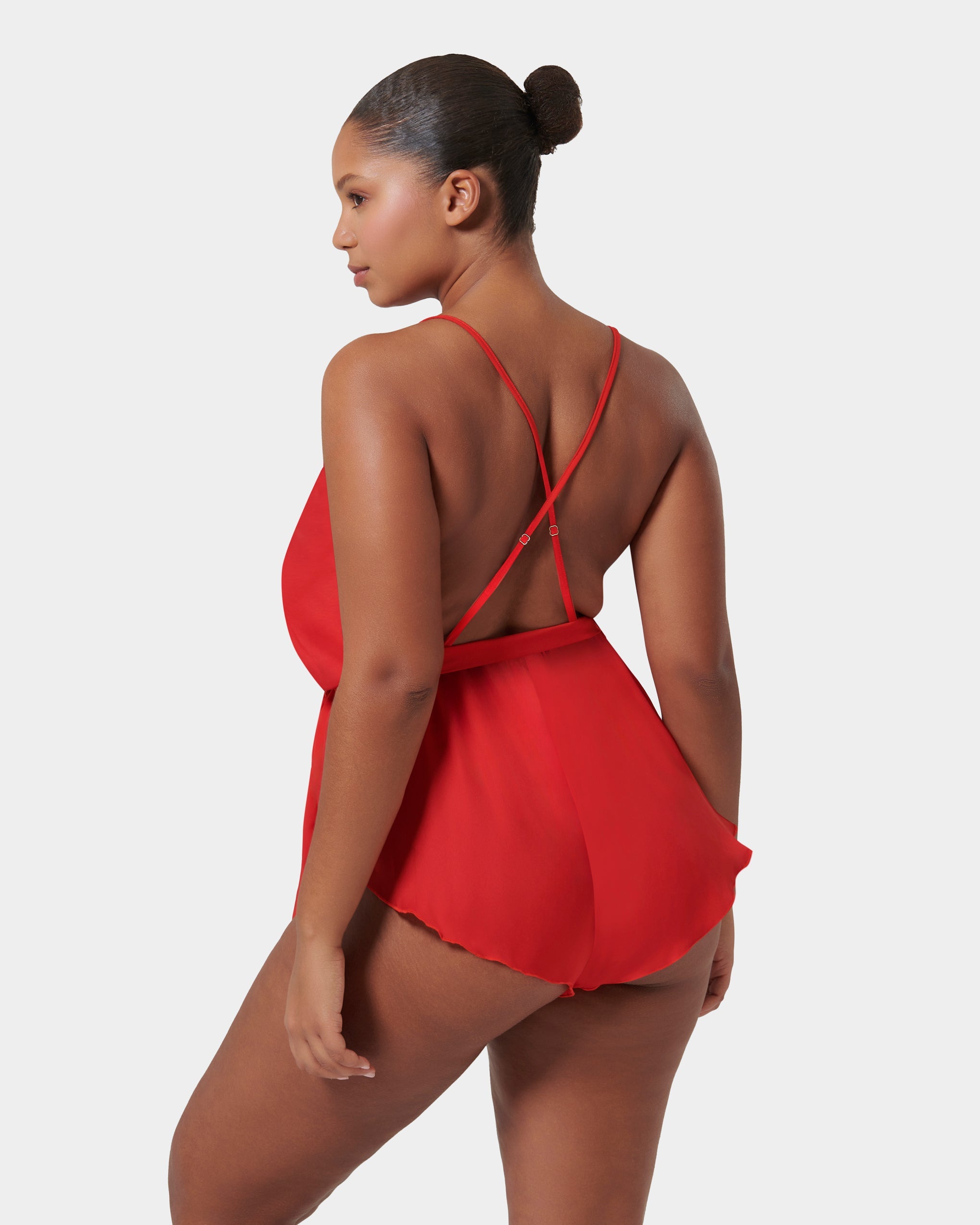 Marian™ | Chiffon-Teddy mit Lippenstickerei in Rot