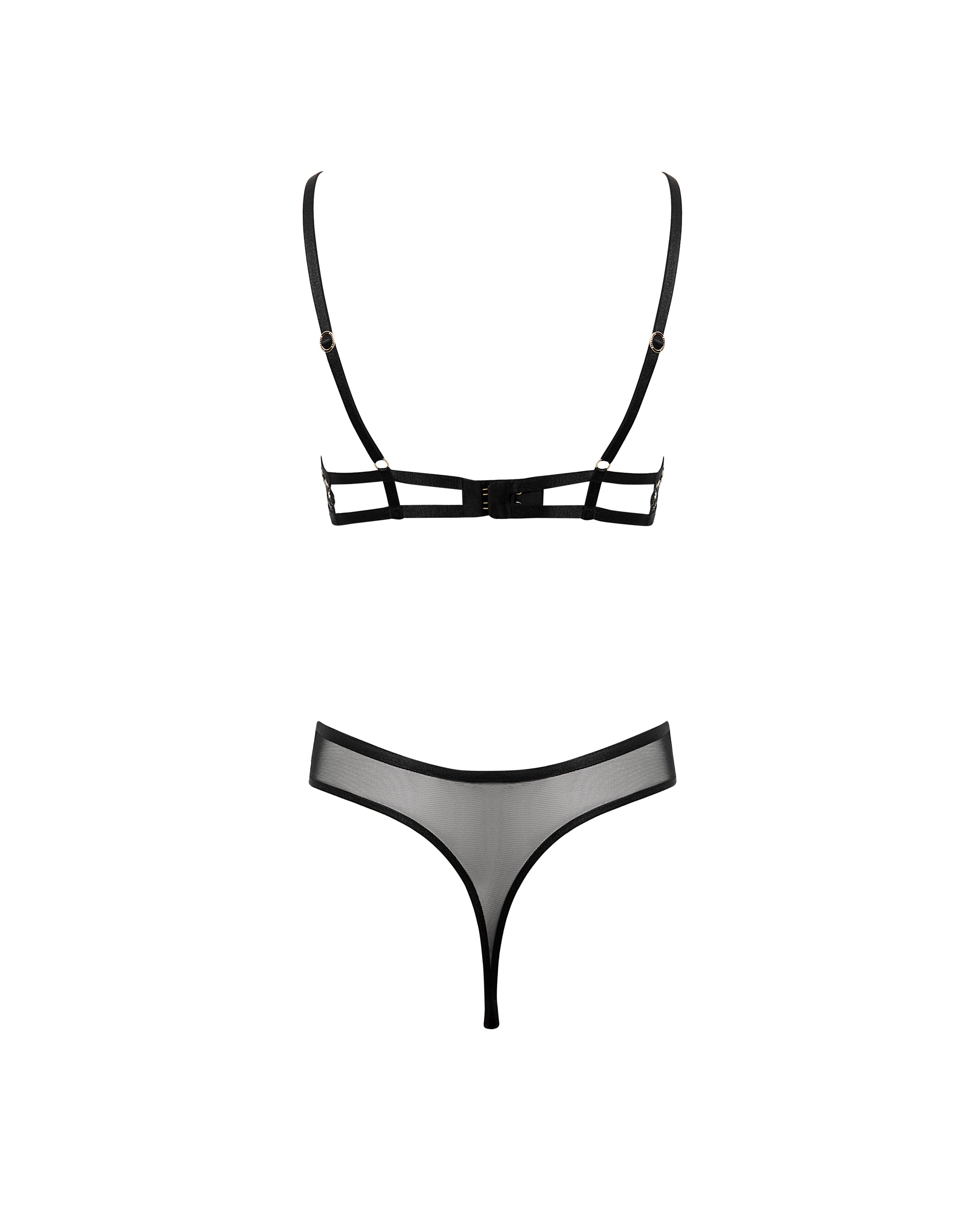 Marisa™ | Bestickter transparenter Body – Schwarz