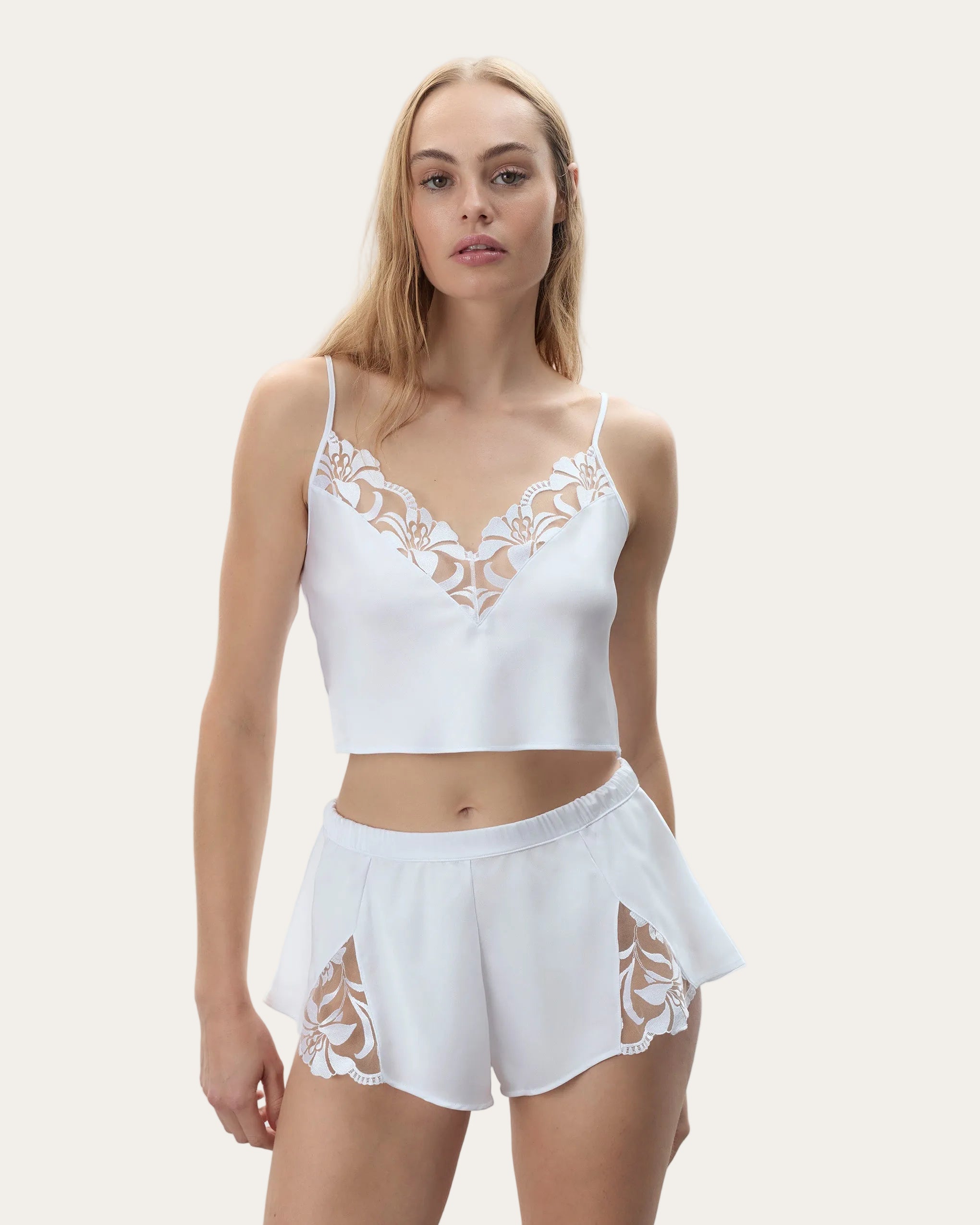 Leonora™ | Satin-Pyjama-Set in Weiß