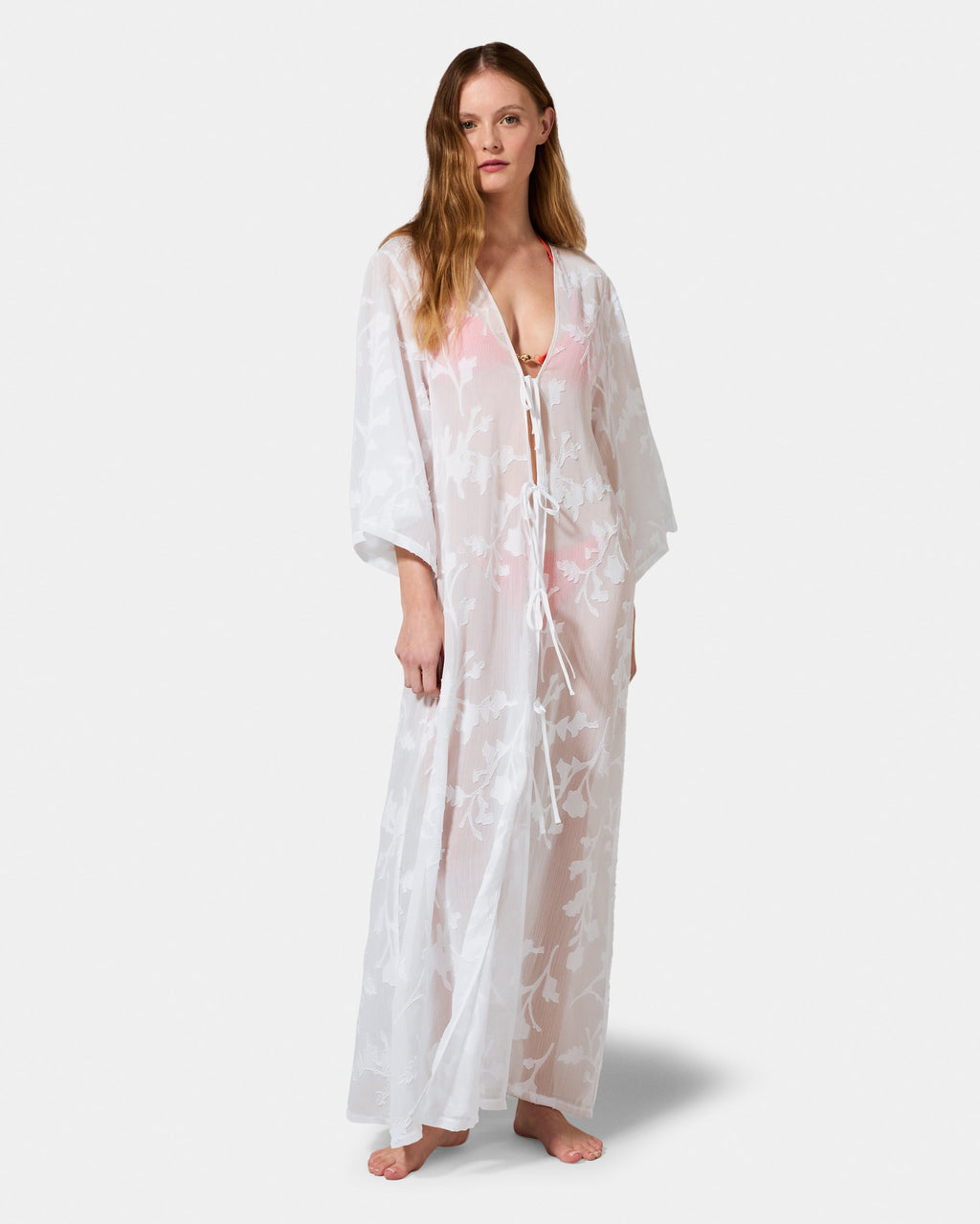 Darla™ | Kaftan mit floralem Jacquard Weiss