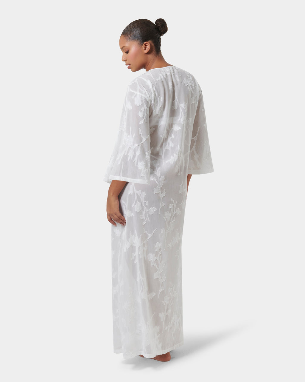 Darla™ | Kaftan mit floralem Jacquard Weiss