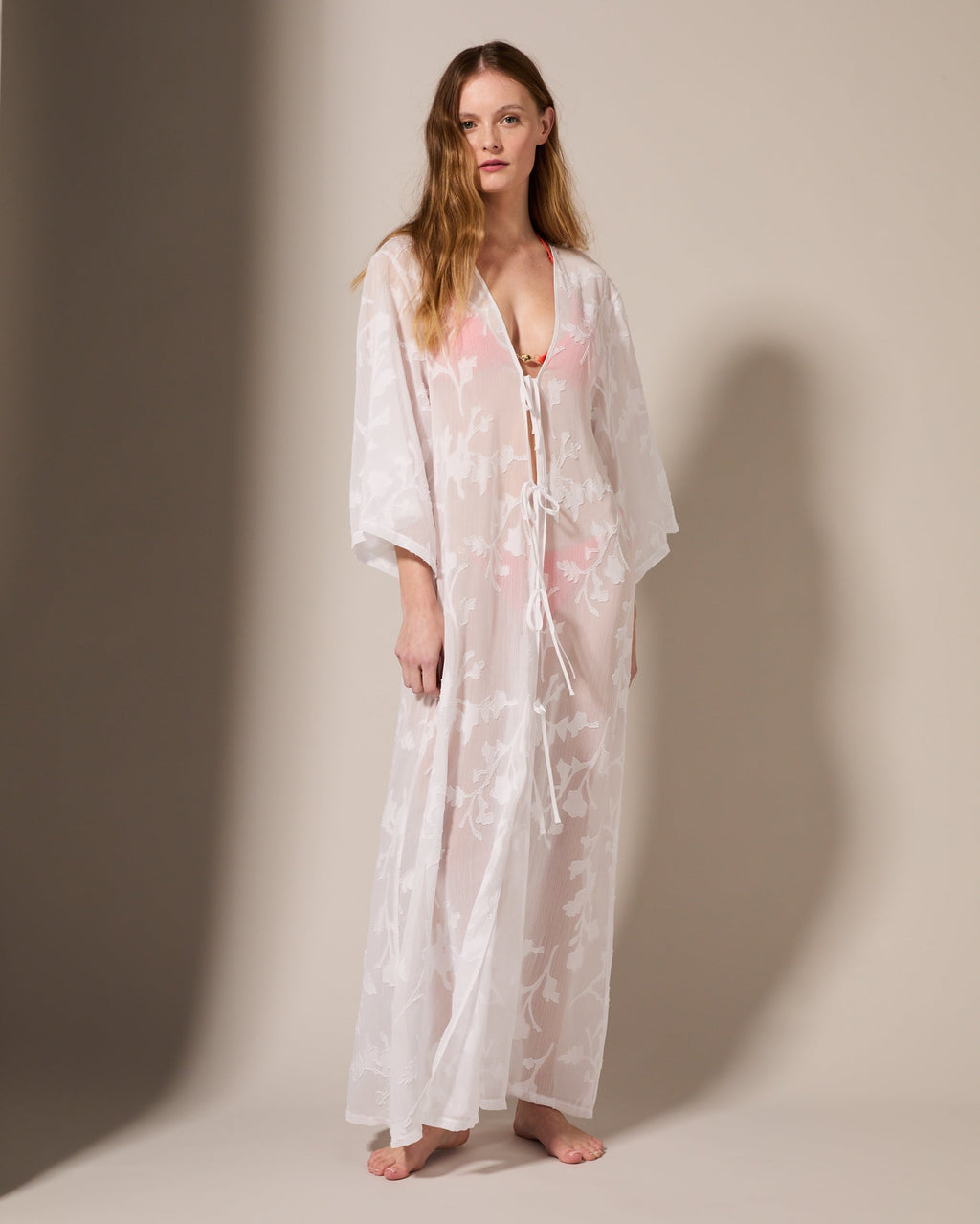 Darla™ | Kaftan mit floralem Jacquard Weiss