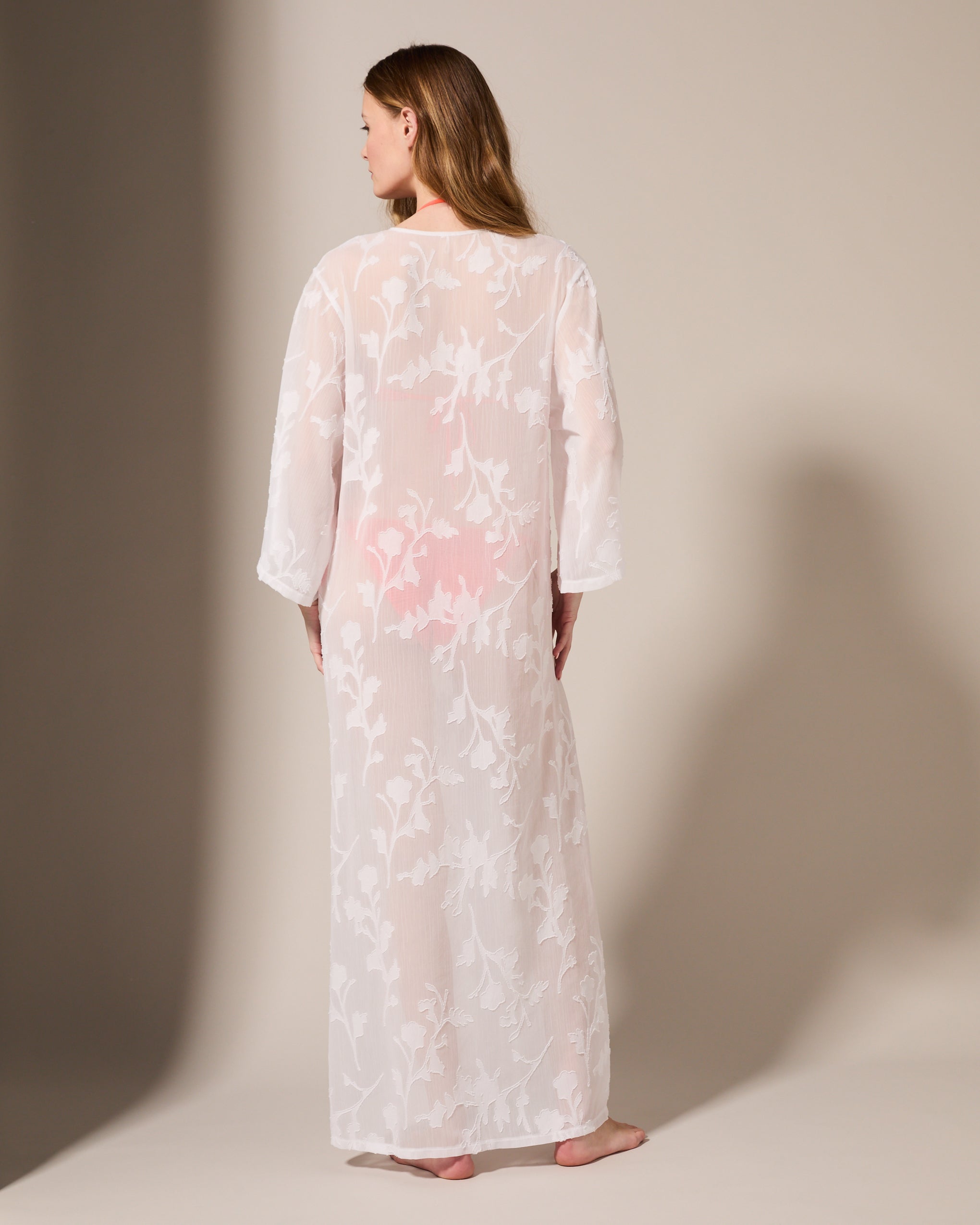 Darla™ | Kaftan mit floralem Jacquard Weiss