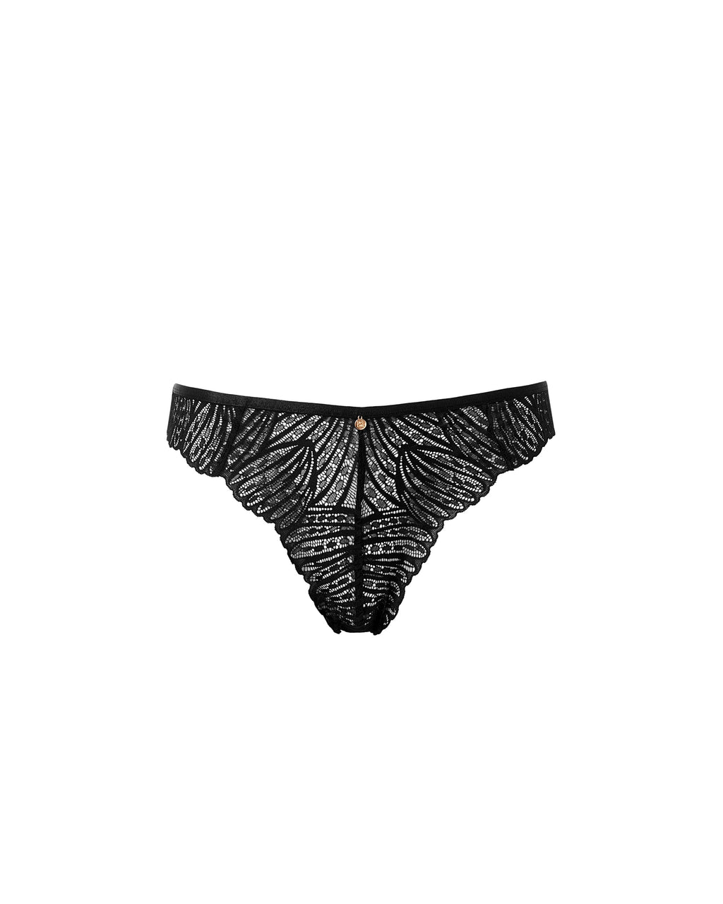 Peyton™ | Eleganter String aus floraler Spitze – Schwarz