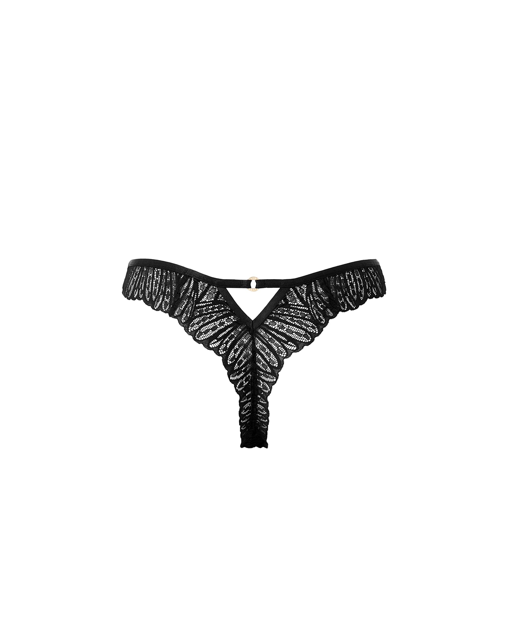 Peyton™ | Eleganter String aus floraler Spitze – Schwarz