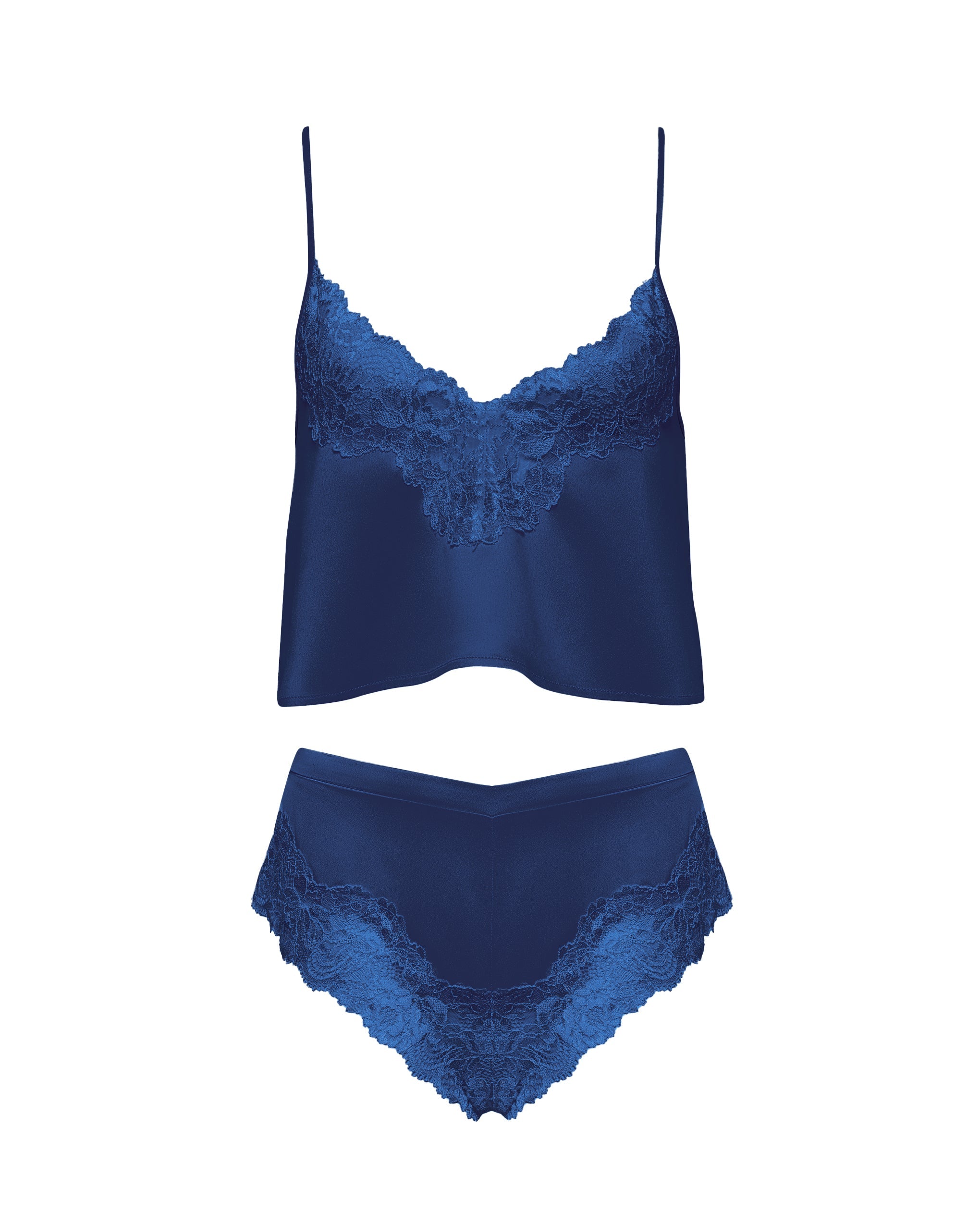 Isabella™ | Satin-Pyjama-Set in Navyblau