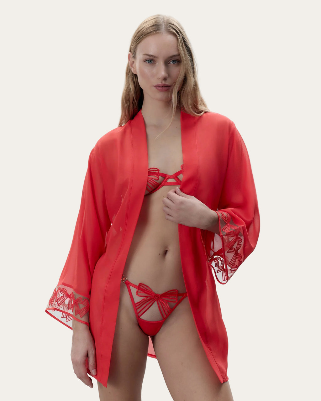 Annabel™ | Chiffon-Kimono in Rot