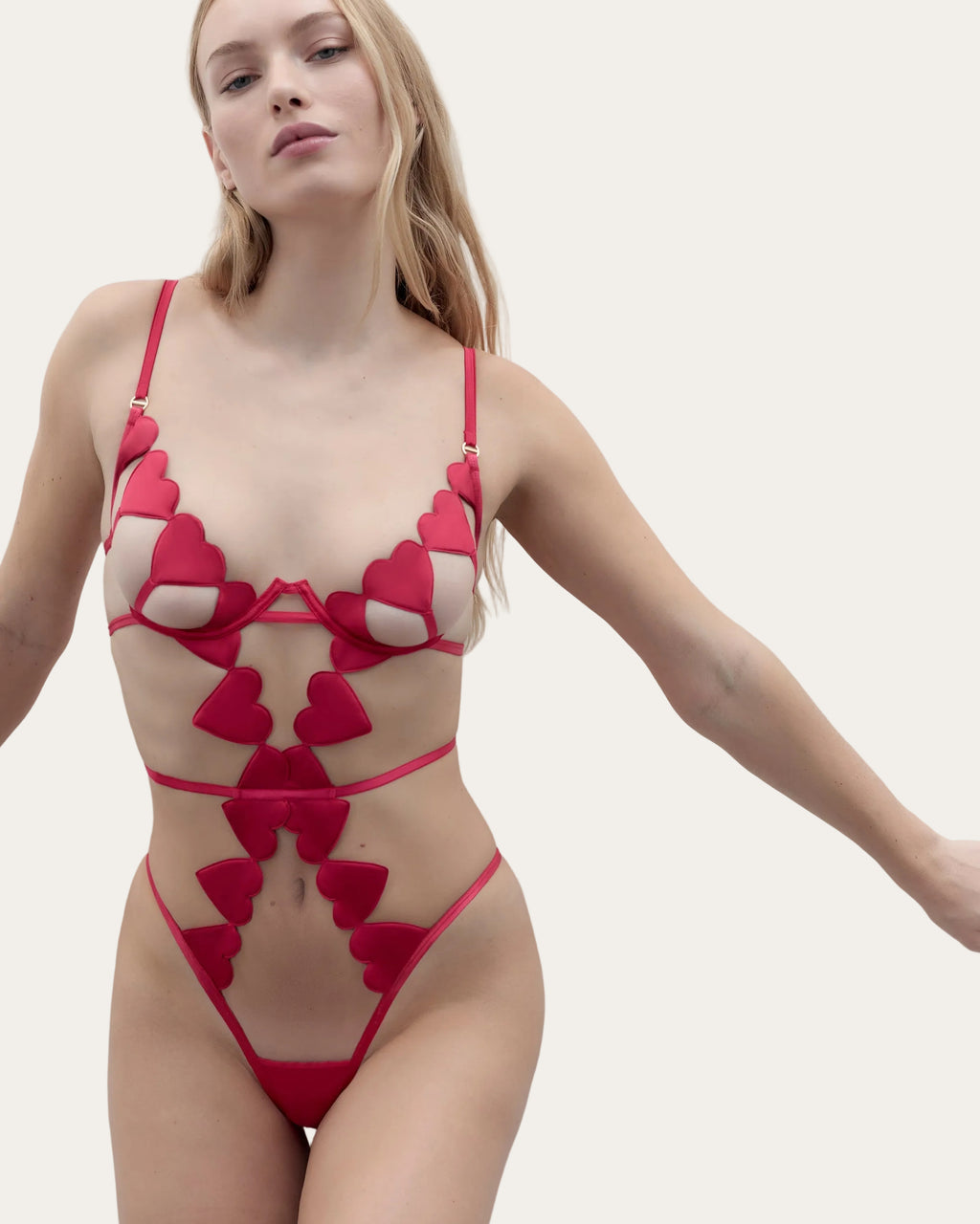 Gia™ | Offener Herz-Body – Rosa