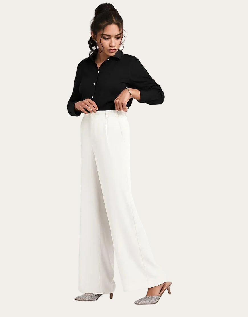 Soft Flow™ | Wide-Leg Georgette-Hose in Weiss