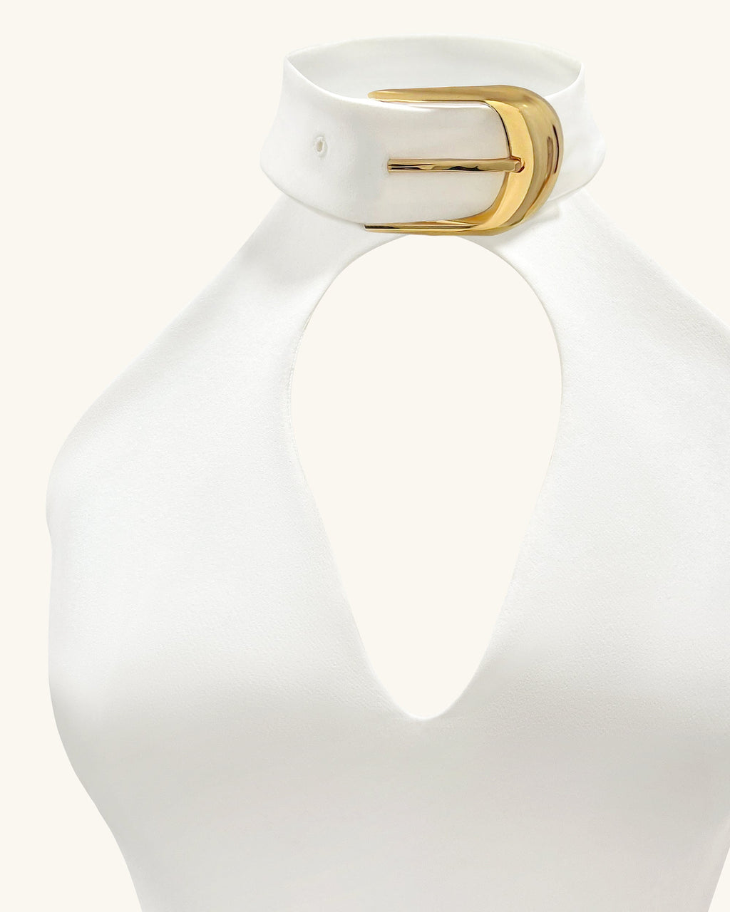 Gabriella™ | Halterneck-Minikleid mit Cut-outs & Gürtel – Elfenbein