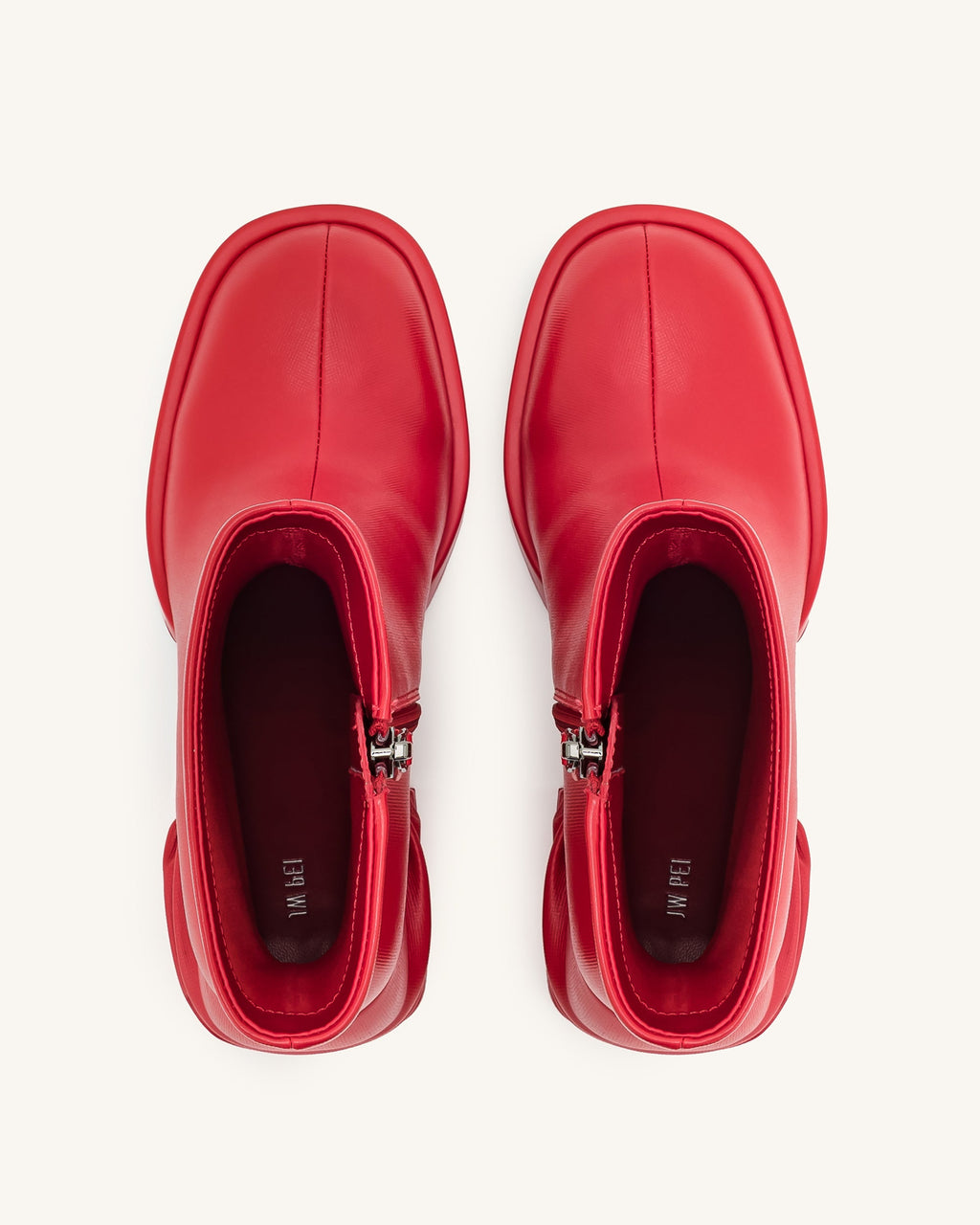 Saylor™ | Elegante Ankle Boots mit Plateau und runder Kappe – Rot