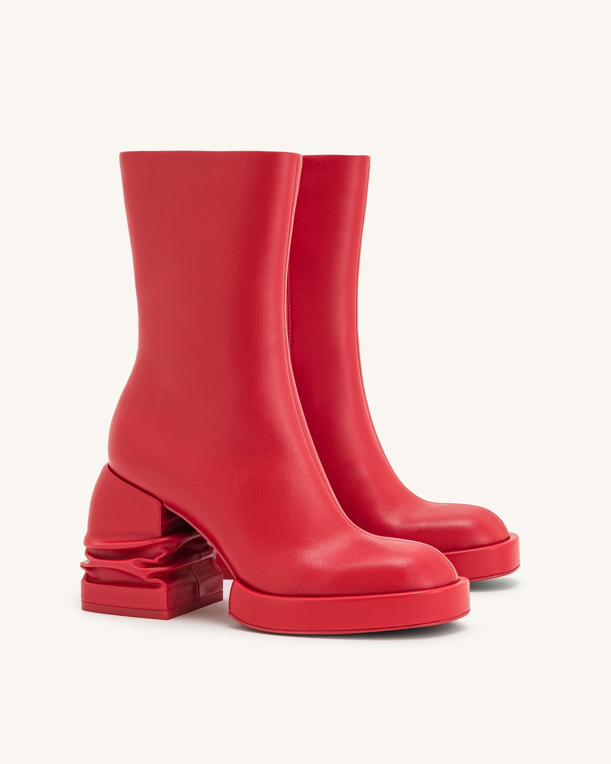 Saylor™ | Elegante Ankle Boots mit Plateau und runder Kappe – Rot