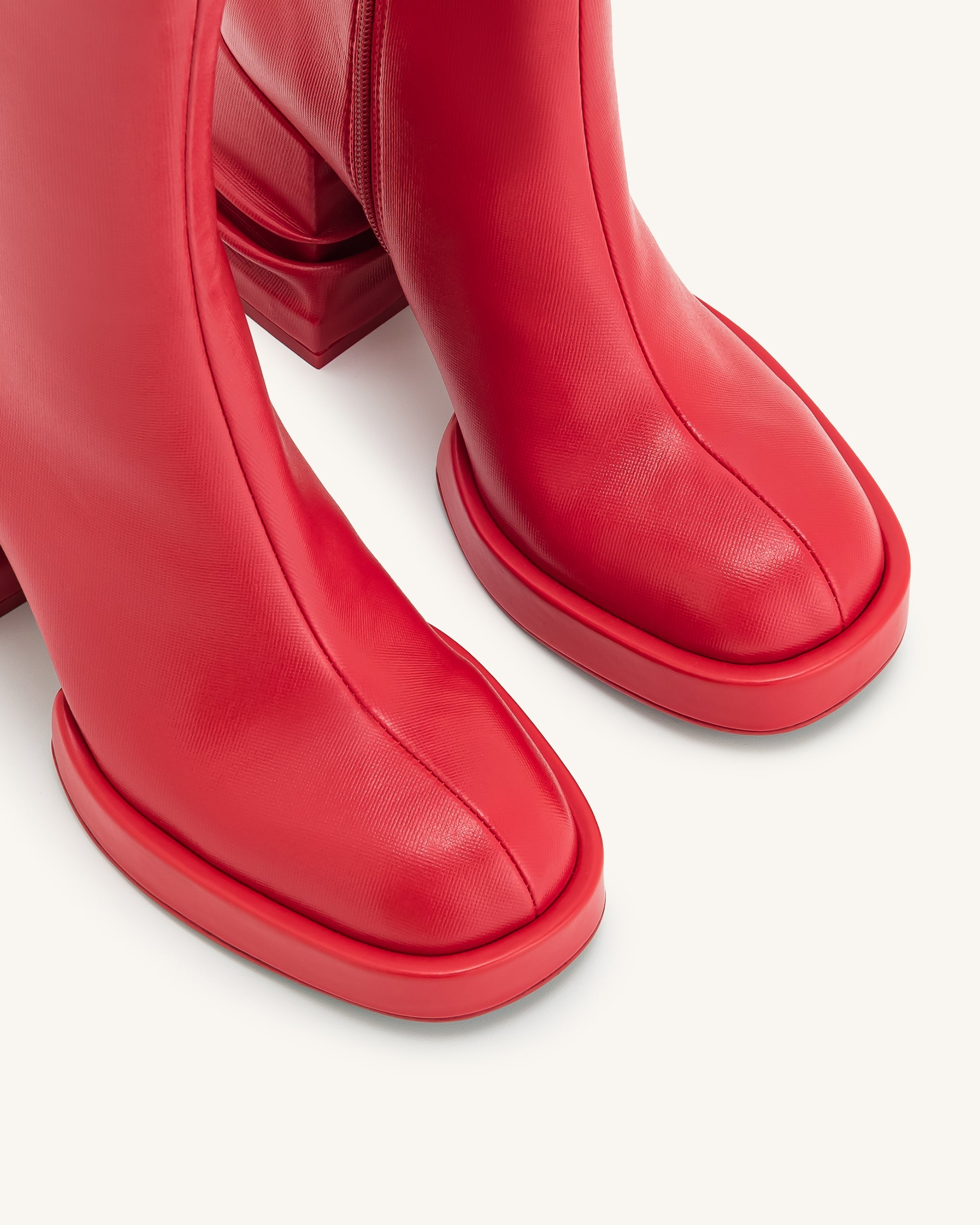Saylor™ | Elegante Ankle Boots mit Plateau und runder Kappe – Rot