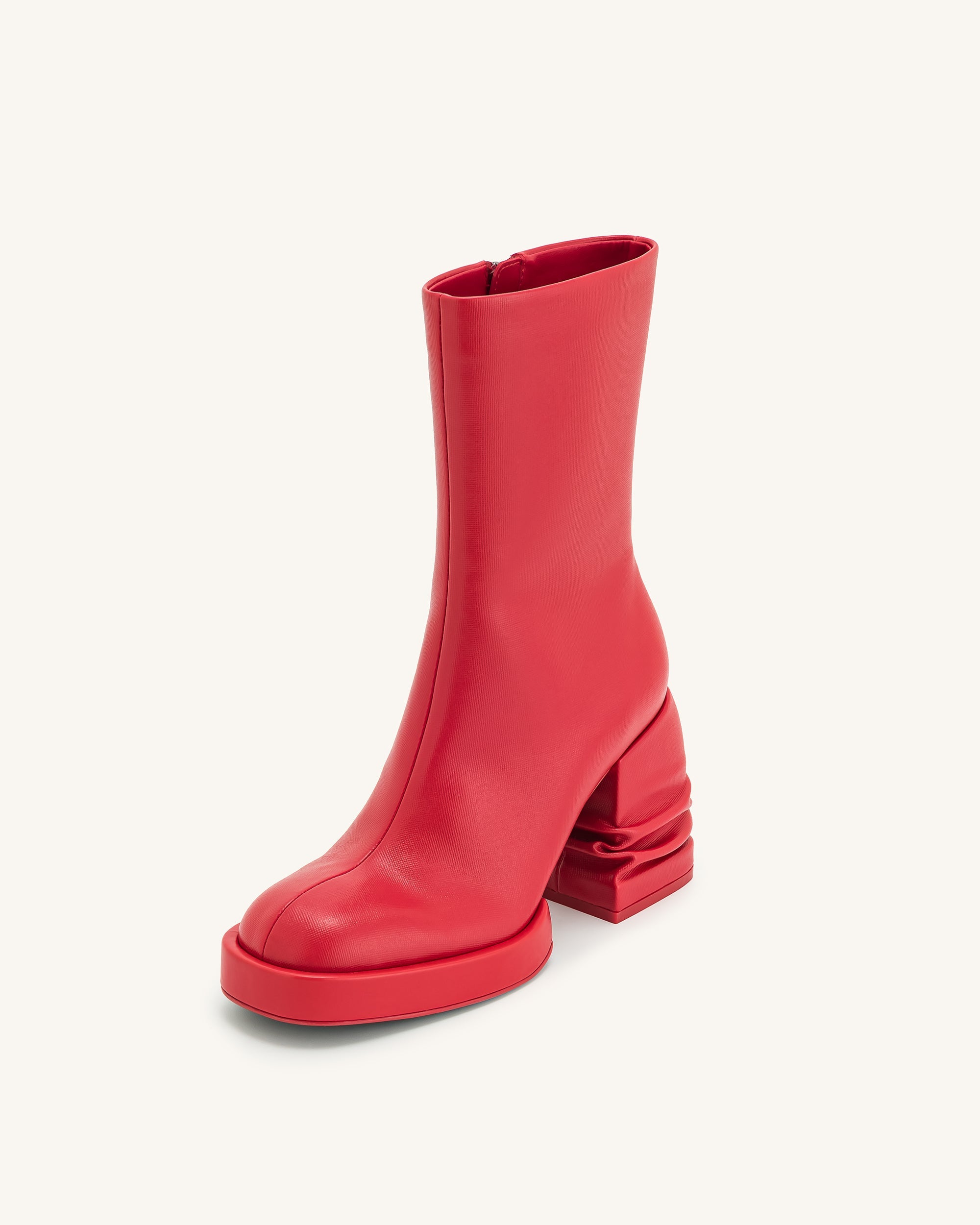 Saylor™ | Elegante Ankle Boots mit Plateau und runder Kappe – Rot