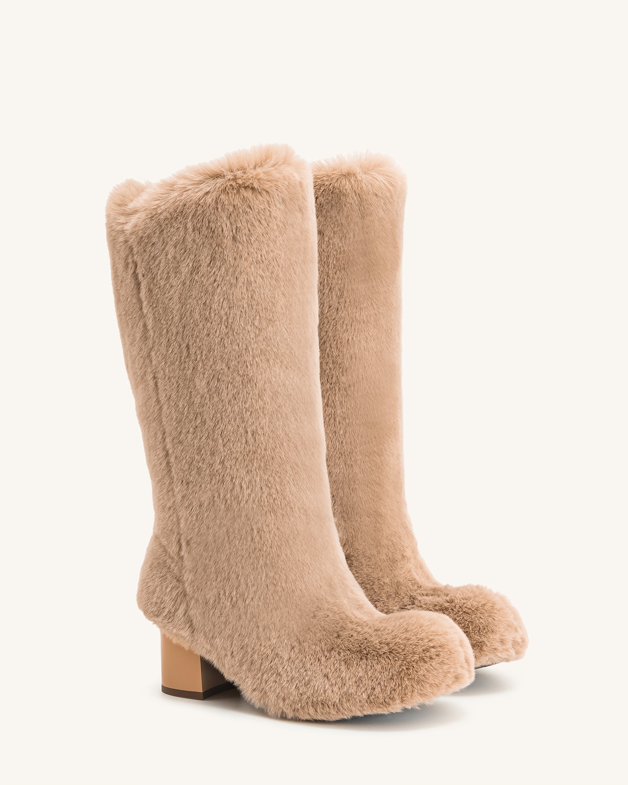 Isabella™ | Slouchy Kunstfell-Stiefel – Beige