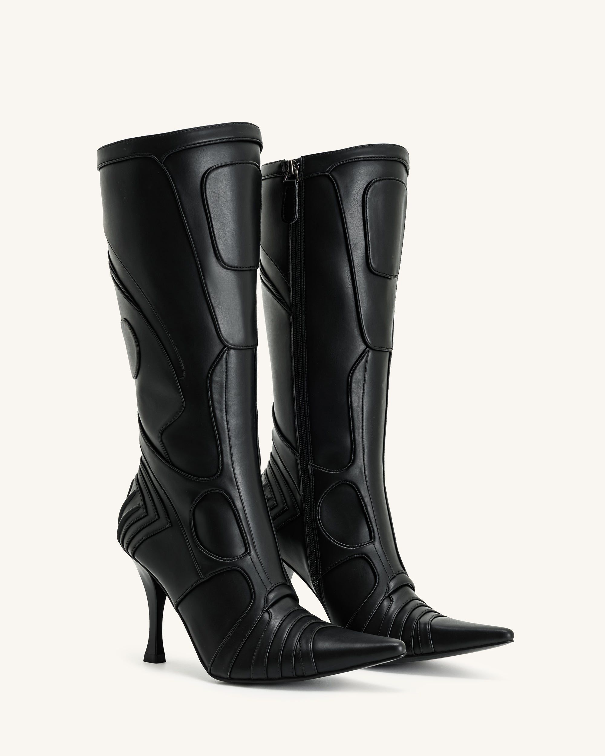Odette™ | Futuristische Biker-Stiefel mit Absatz – Schwarz
