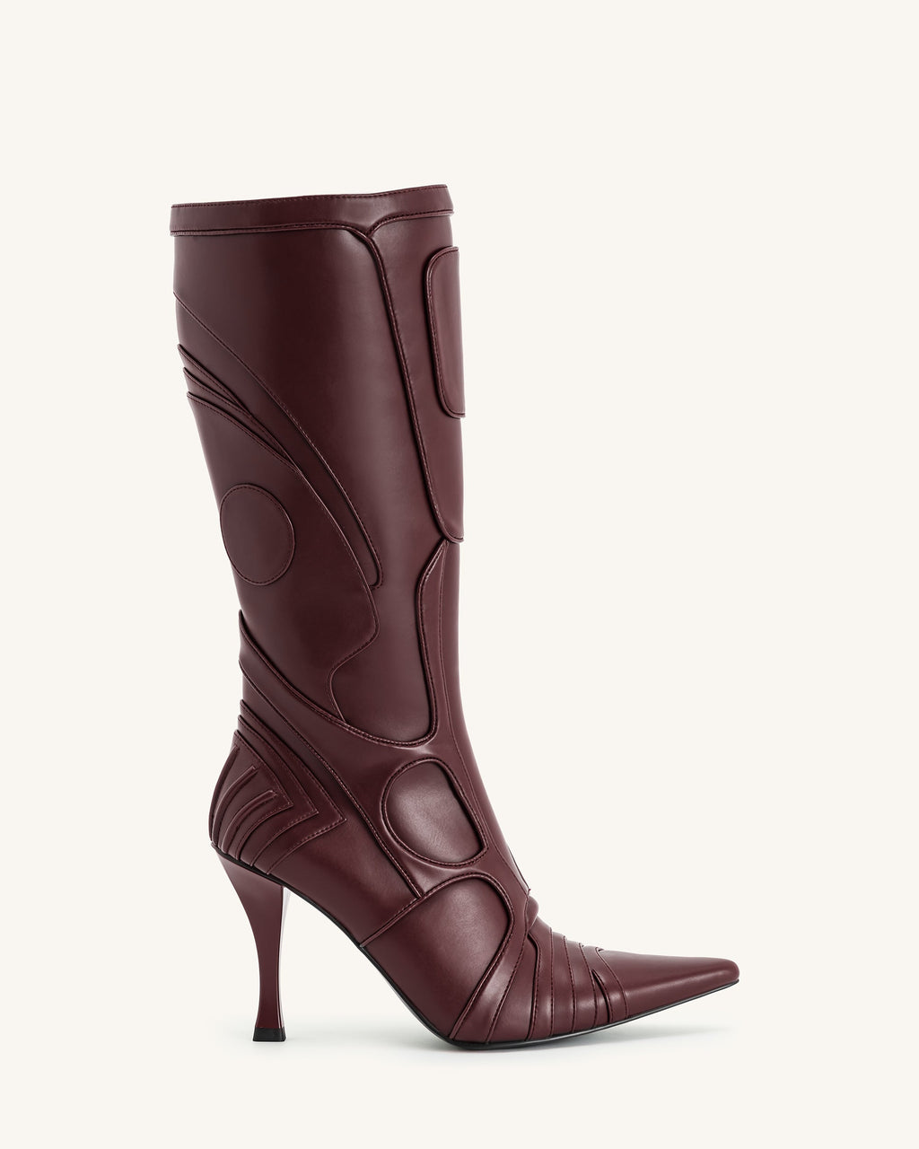 Odette™ Futuristic Heeled Bike Boots | Burgundy